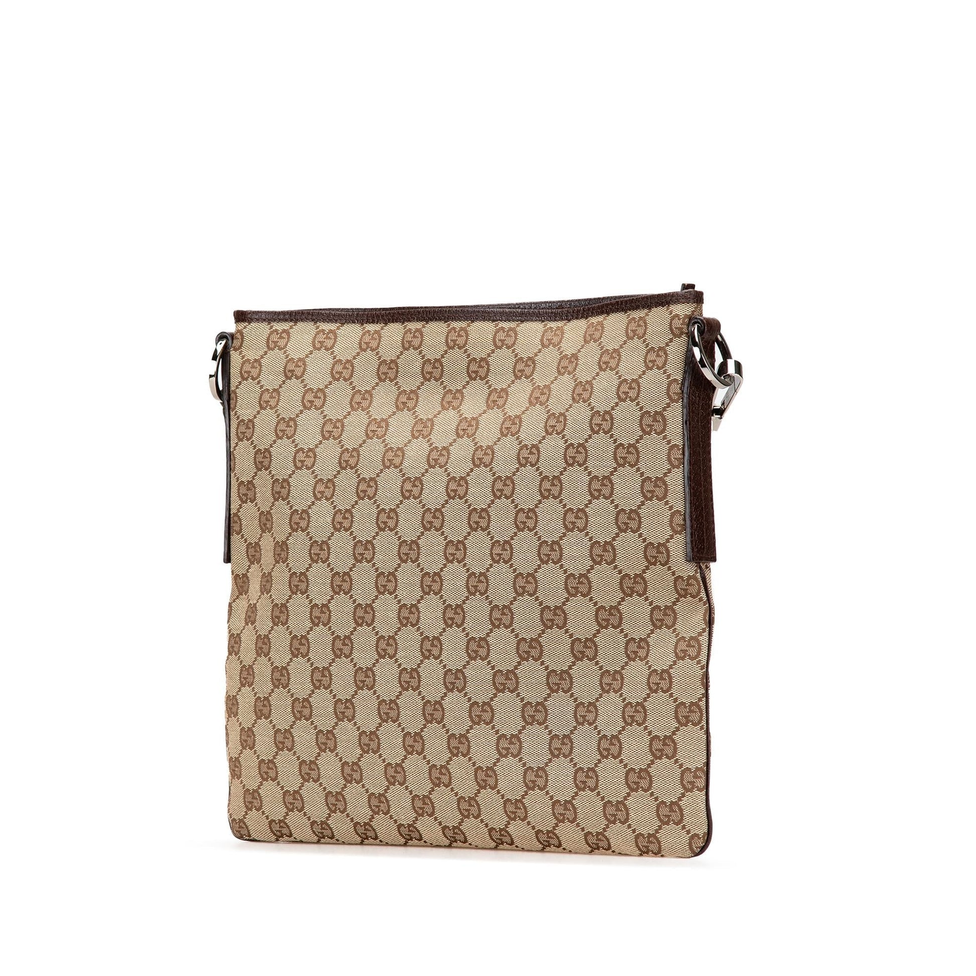 Gucci GG Canvas Calf Brown Crossbody Bag