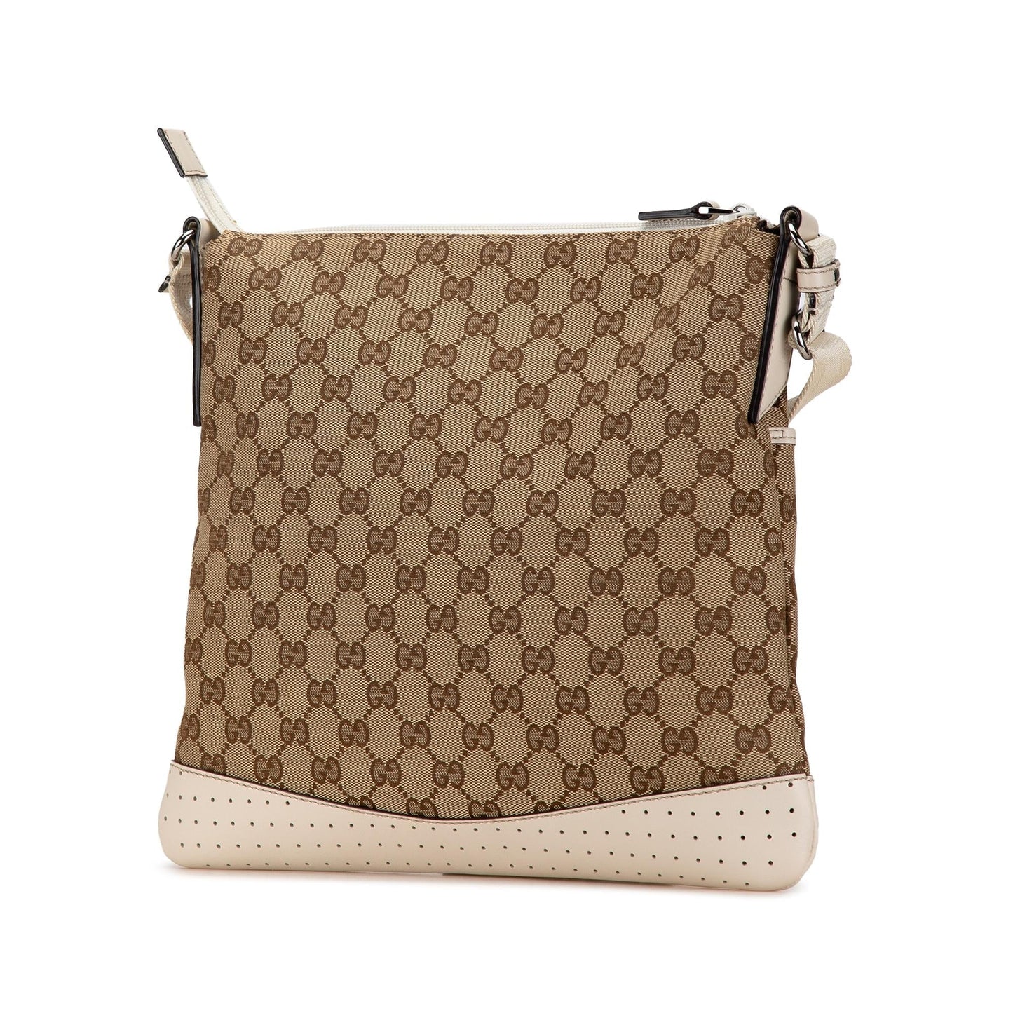 Gucci GG Canvas Calf White Brown Crossbody Bag Crossbody 39