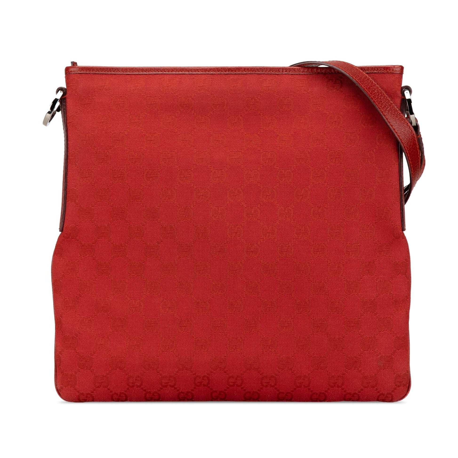 Gucci GG Canvas Calf Red Crossbody Bag
