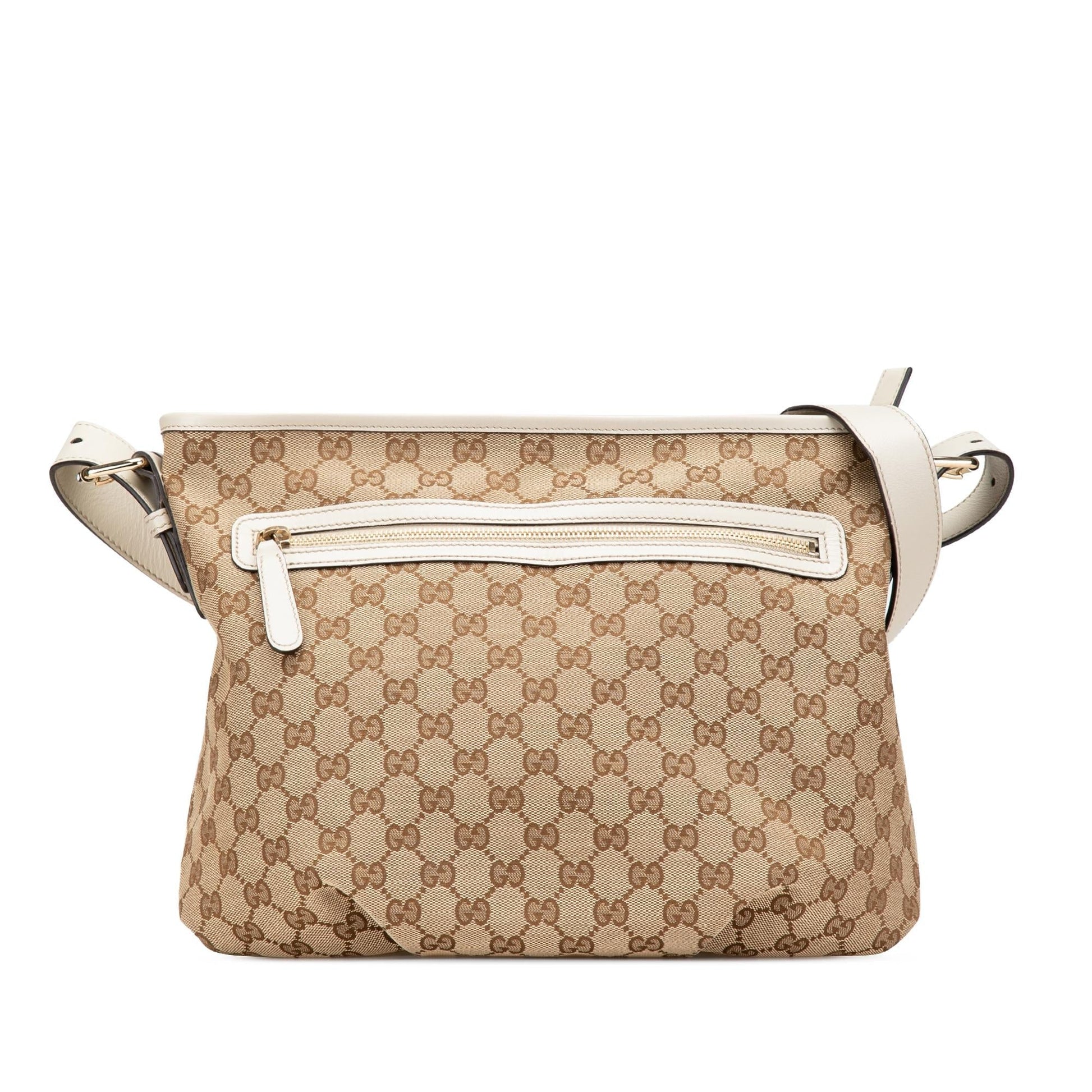 Gucci GG Canvas Calf White Brown Crossbody Bag Crossbody 47