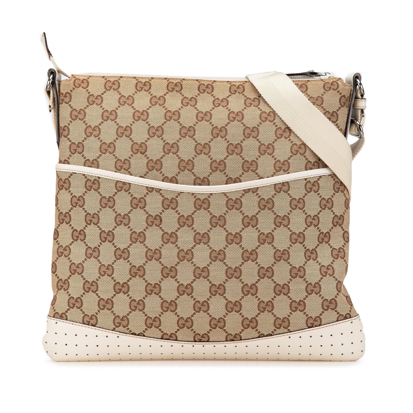 Gucci GG Canvas Calf White Brown Crossbody Bag Crossbody 44