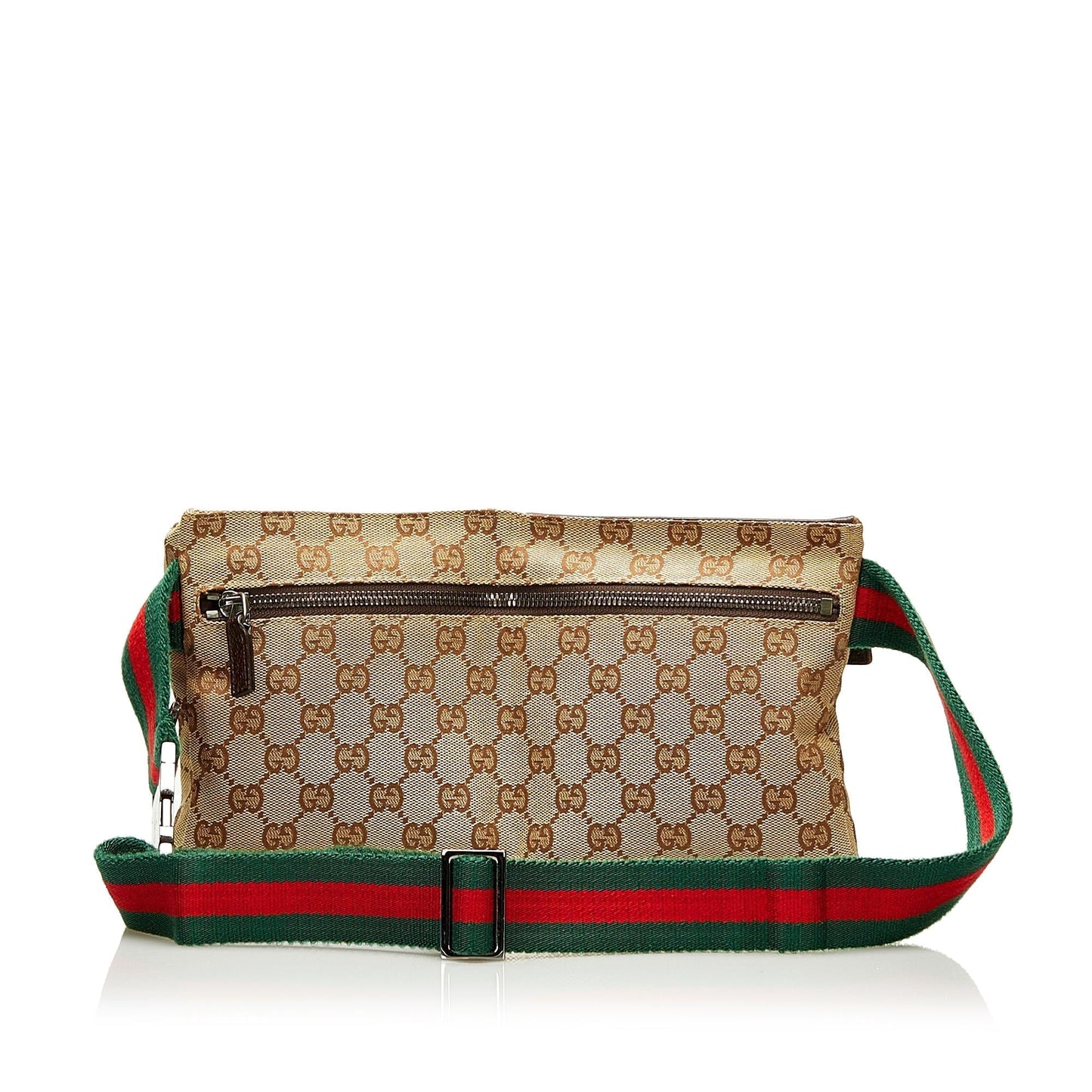 Gucci GG Double Pocket Belt SHG Canvas Brown Accessory