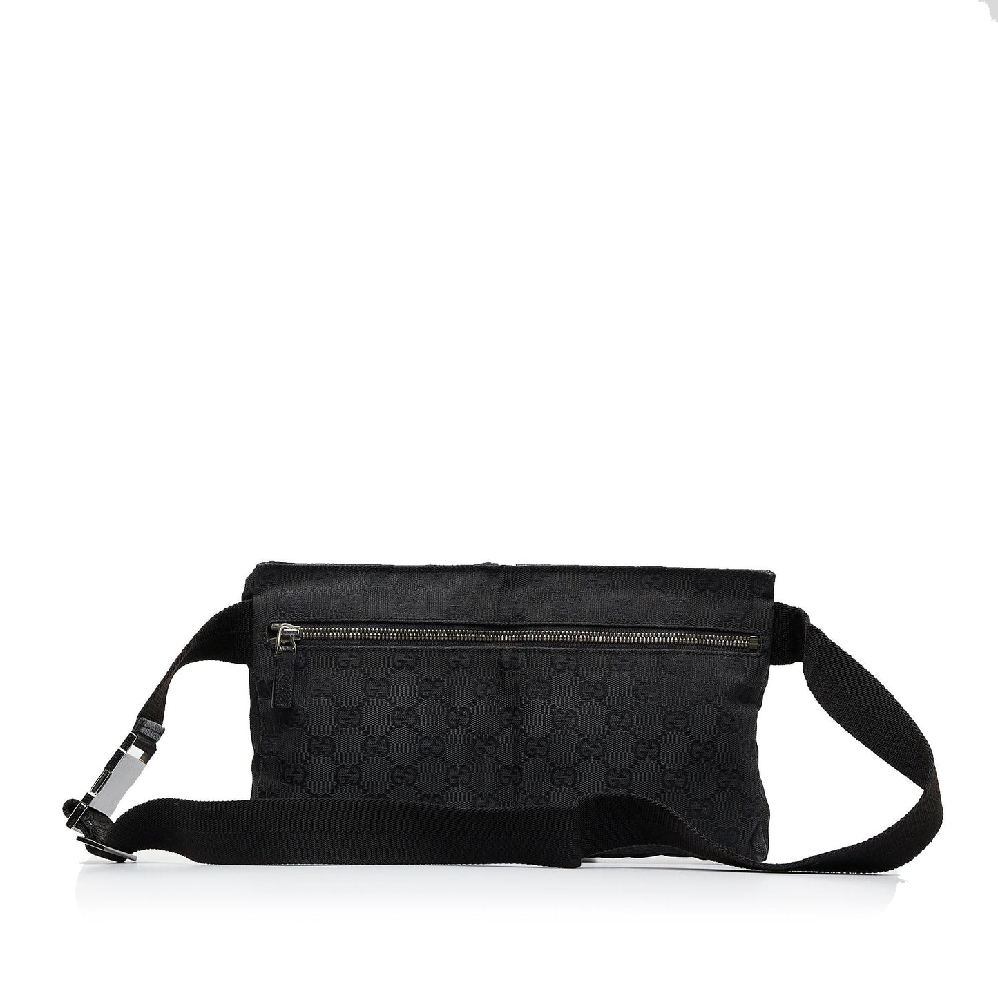 Gucci GG Double Pocket Belt SHG-330faY Canvas Black Accessory