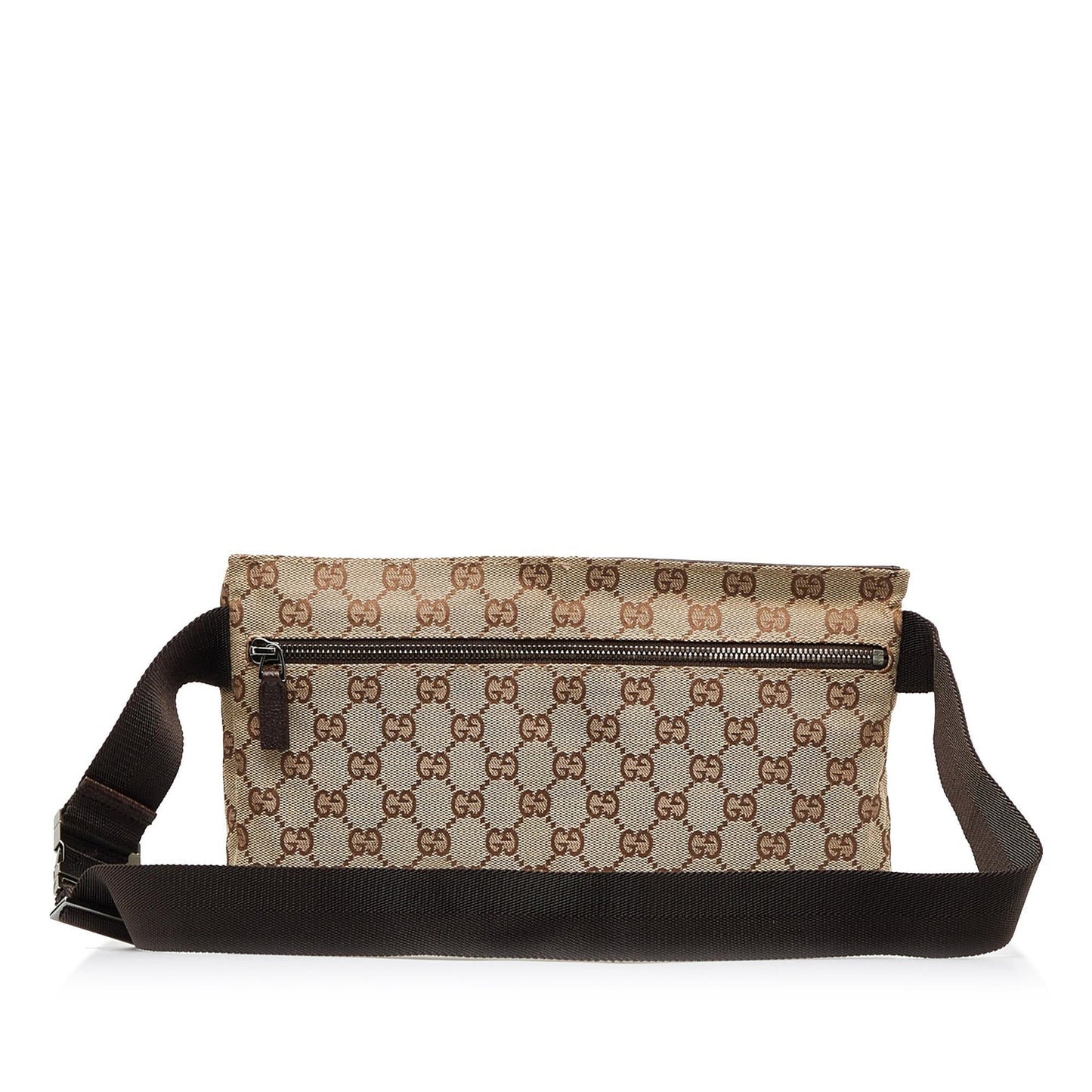 Gucci GG Double Pocket Belt SHG-LG8NkK Canvas Calf Brown Accessory