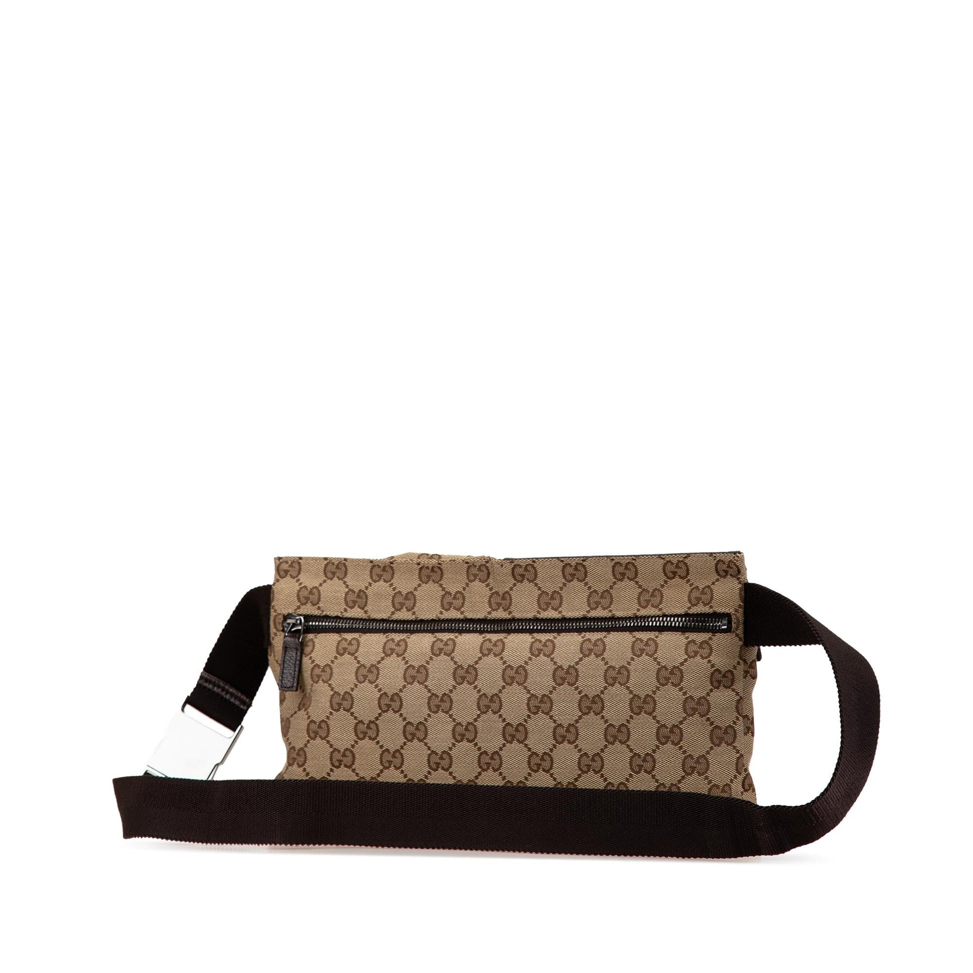 Gucci GG Double Pocket Belt SHG-e5K44J Canvas Calf Brown Accessory