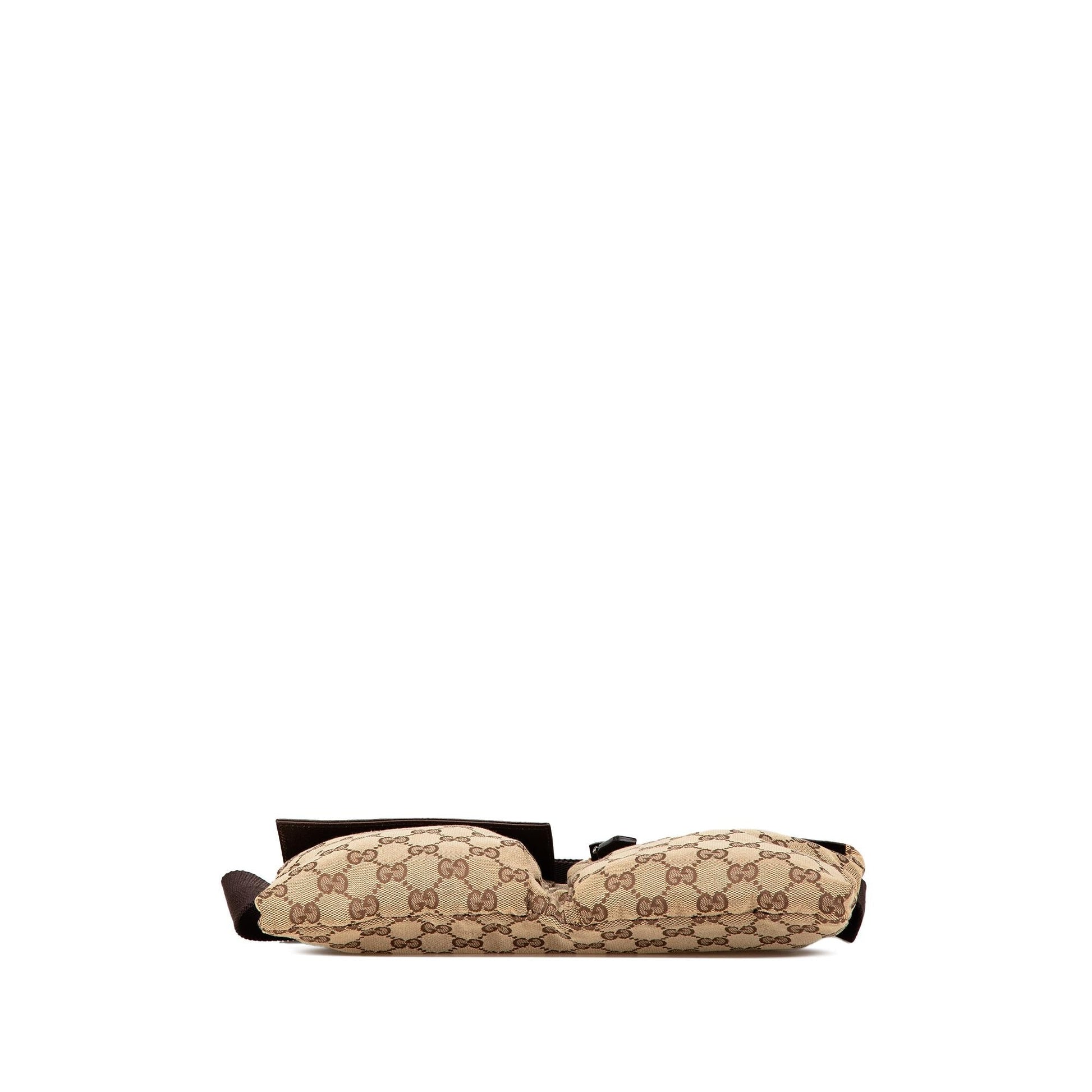 Gucci GG Double Pocket Belt Canvas Calf Brown Accessory Belt Bag
