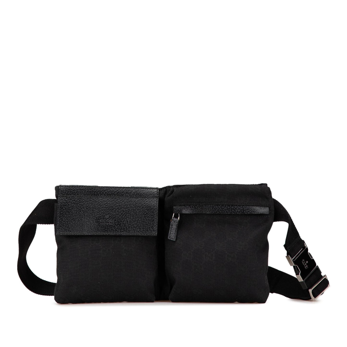 Gucci GG Double Pocket Belt Canvas Black Accessory