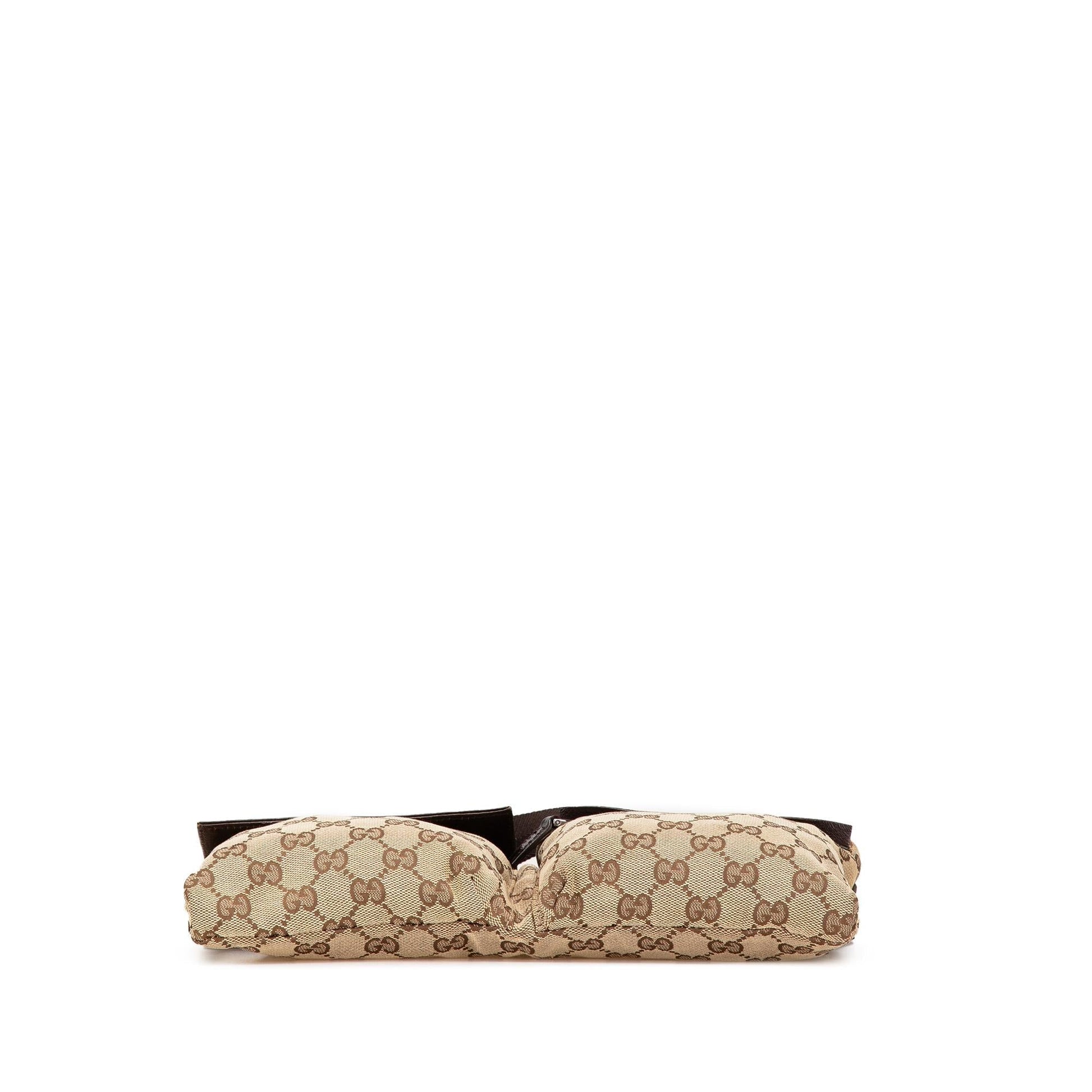 Gucci GG Double Pocket Belt Canvas Calf Brown Accessory Bag 9