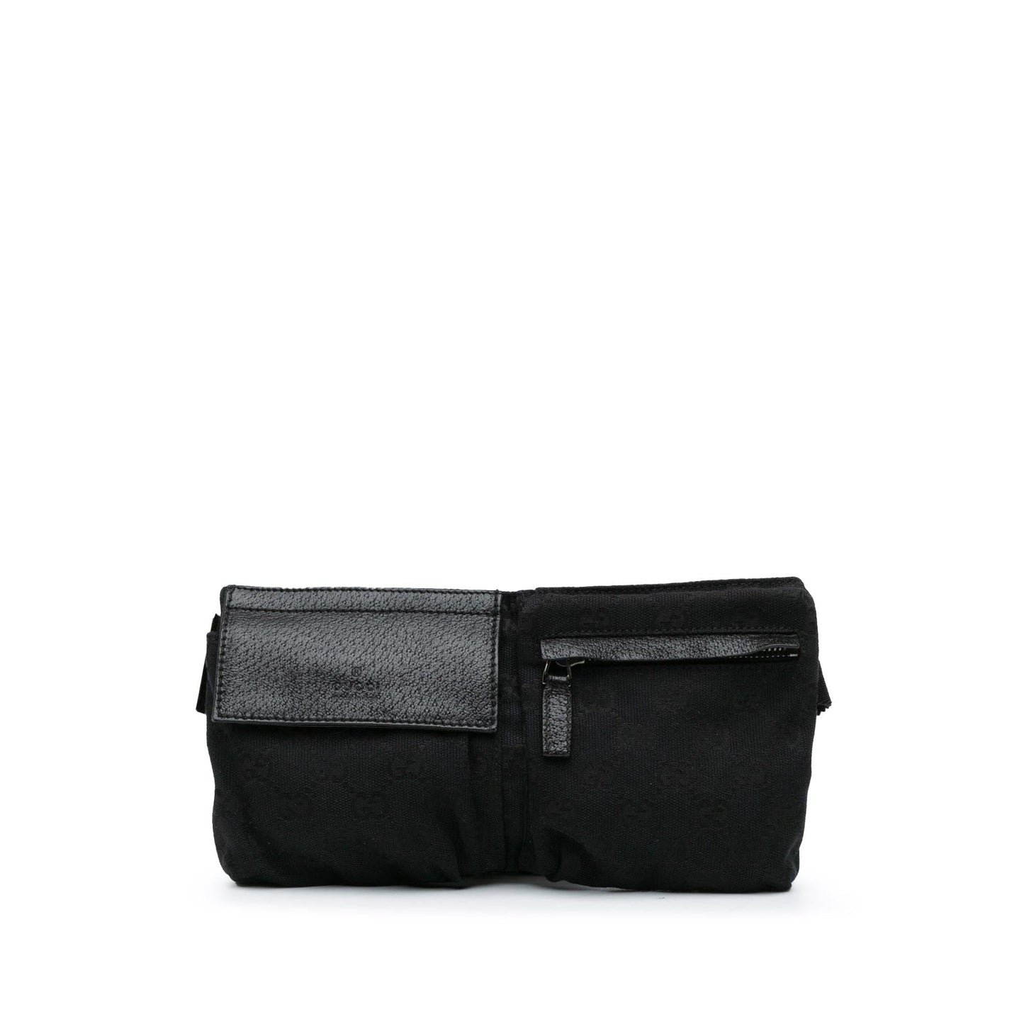 Gucci GG Double Pocket Belt Canvas Calf Black Accessory