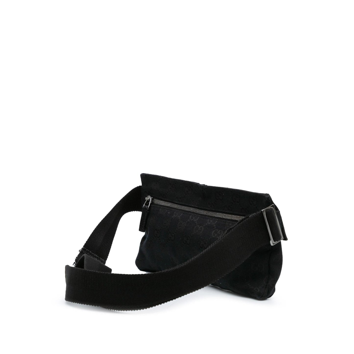 Gucci GG Double Pocket Belt Canvas Calf Black Accessory