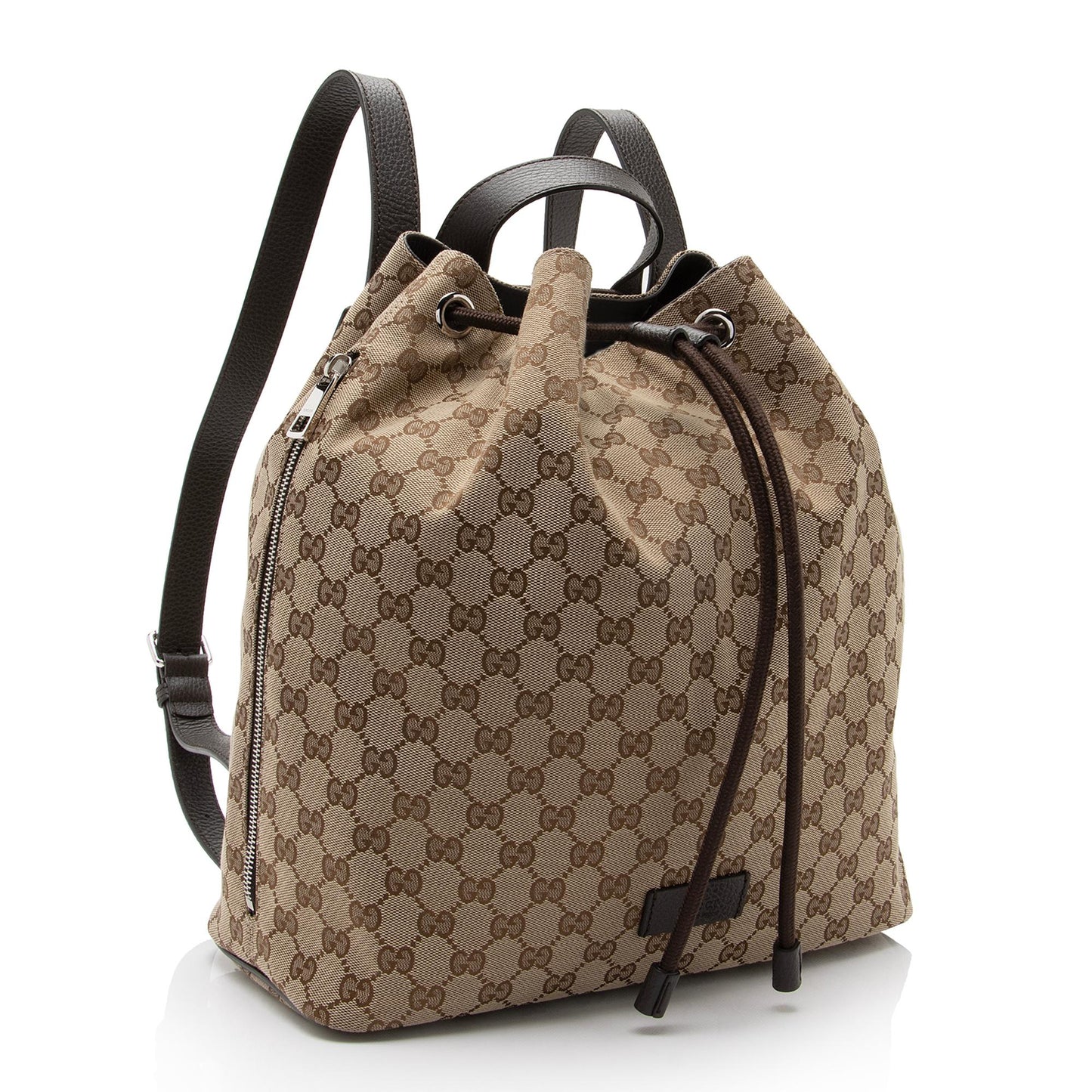 Gucci GG Drawstring Backpack SHF-USUhpl Leather Canvas Nylon Brown Jewelry