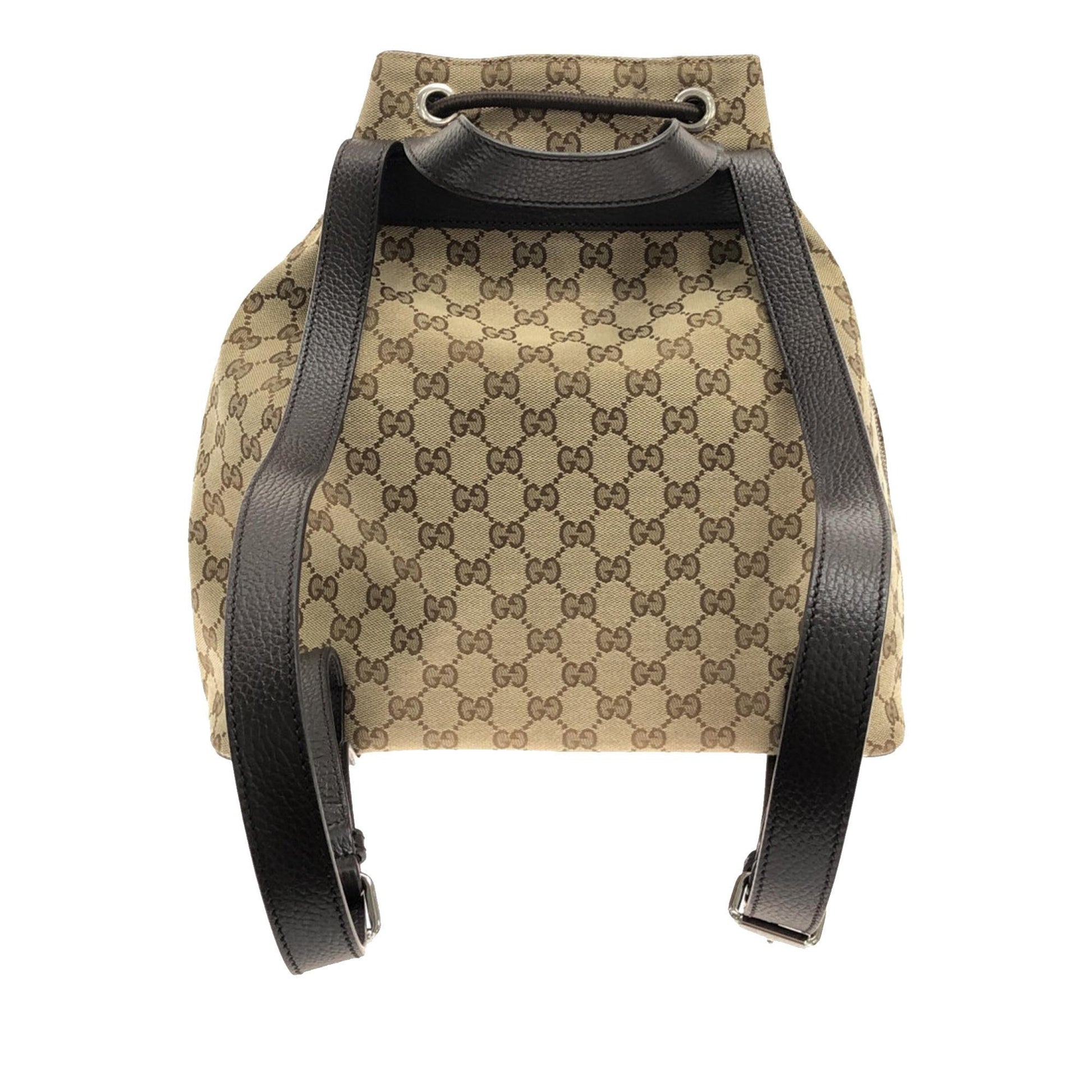 Gucci GG Drawstring Backpack SHG-ROBSMj Canvas Calf Brown Jewelry