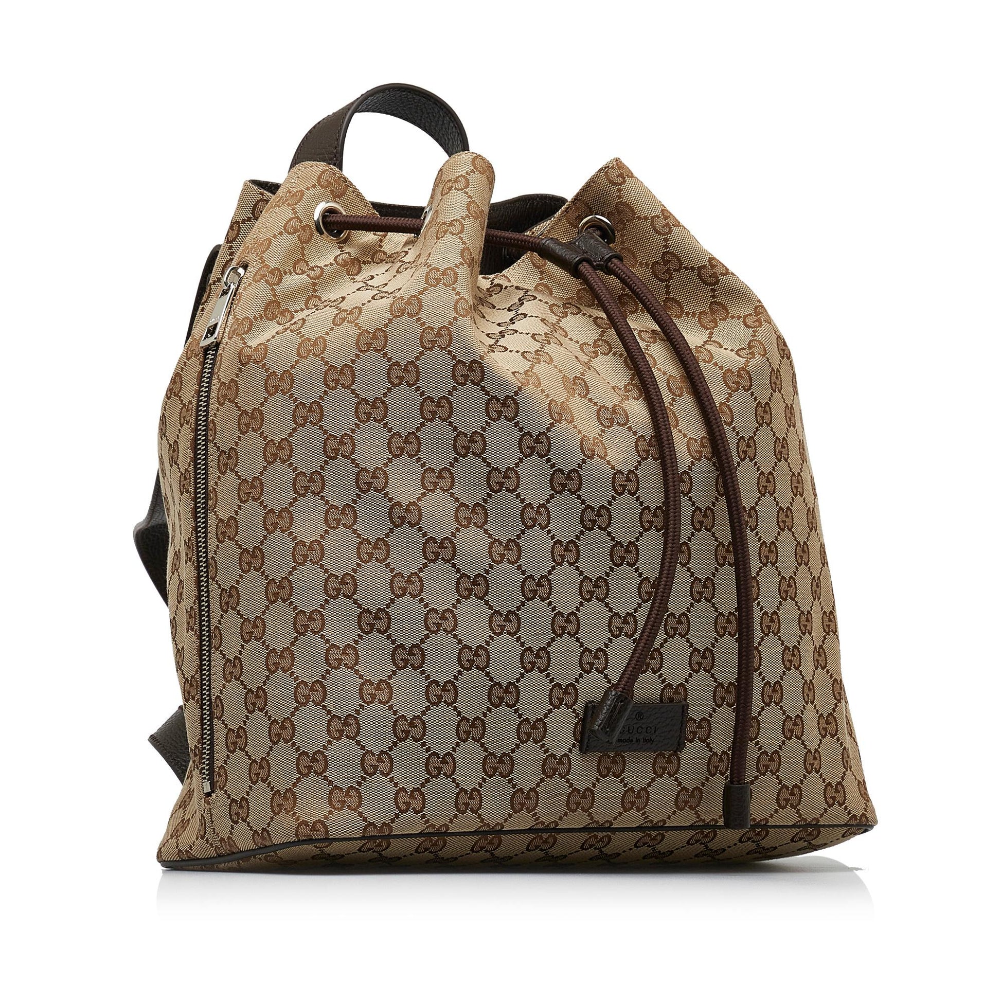 Gucci GG Drawstring Backpack SHG-TBk0T0 Canvas Brown Jewelry