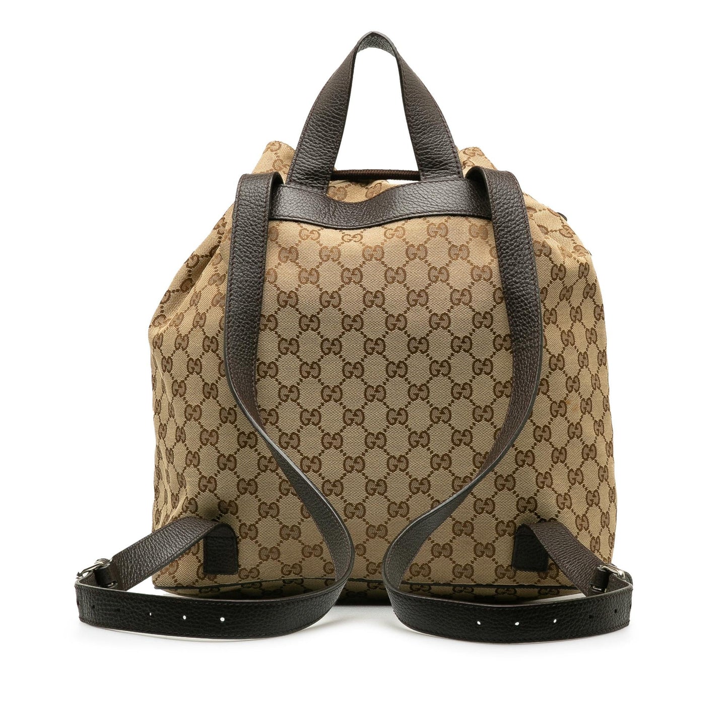 Gucci GG Drawstring Backpack SHG-YazrQc Canvas Calf Brown Jewelry