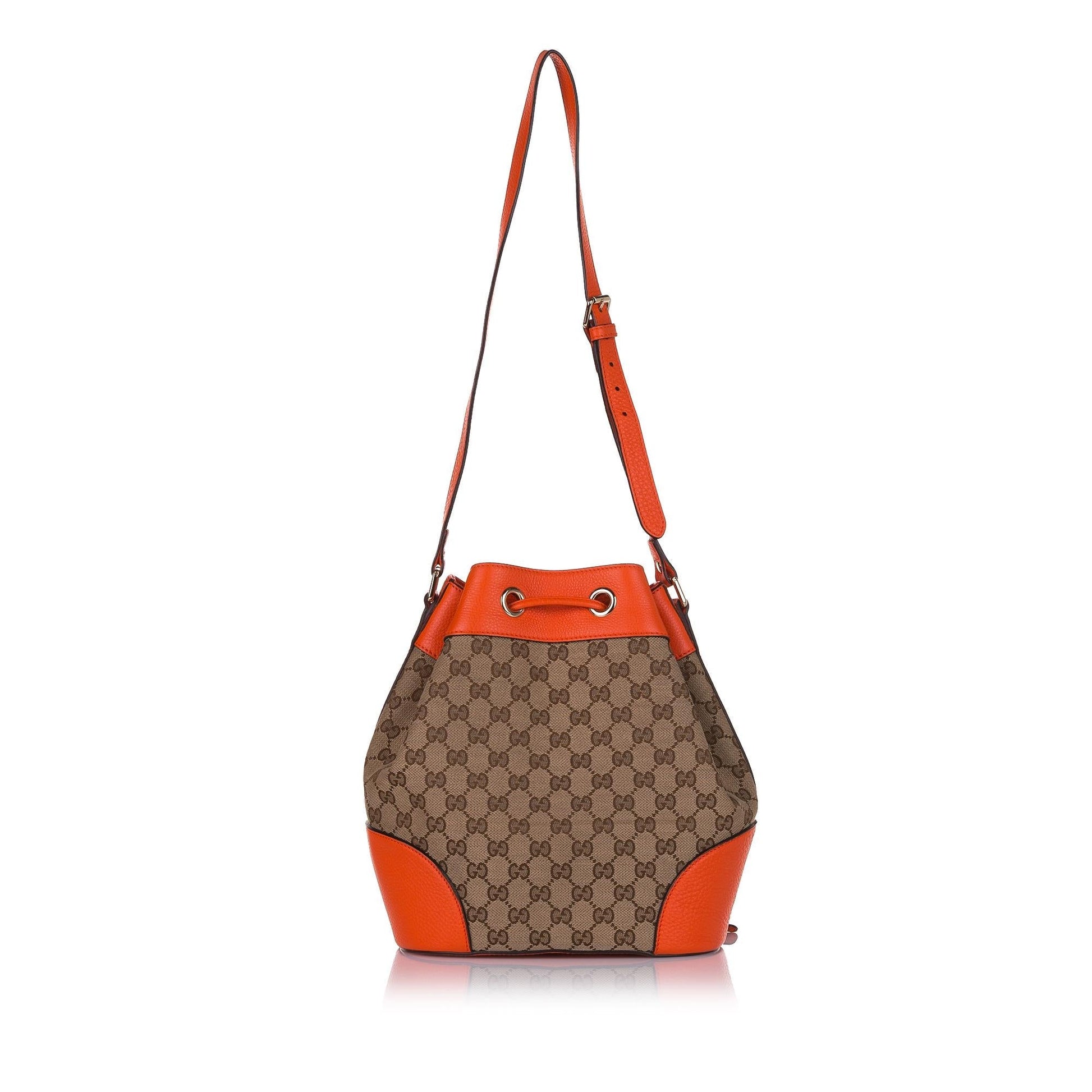 Gucci GG Drawstring SHG Canvas Brown Bucket Jewelry