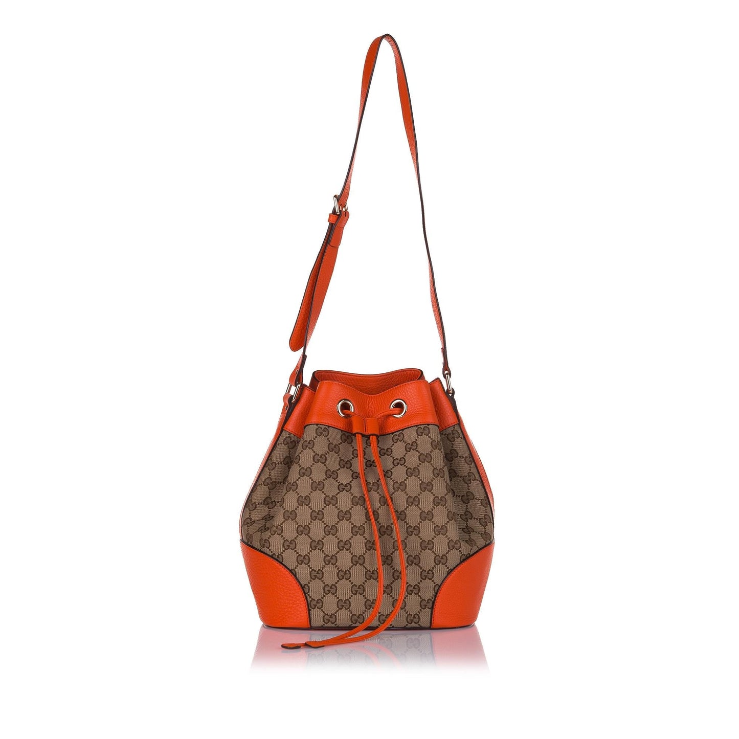 Gucci GG Drawstring SHG Canvas Brown Bucket Jewelry