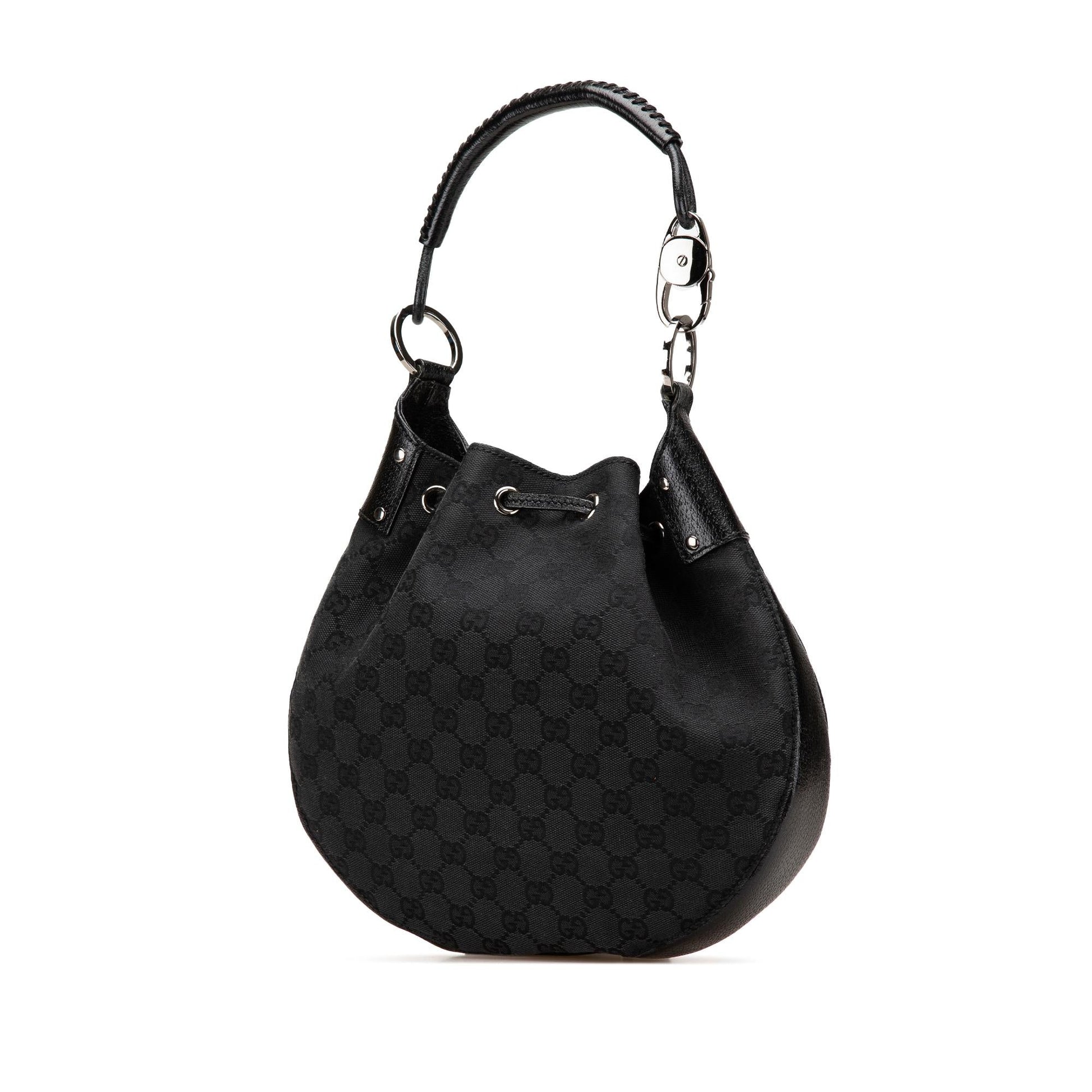 Gucci GG Drawstring Canvas Calf Black Jewelry