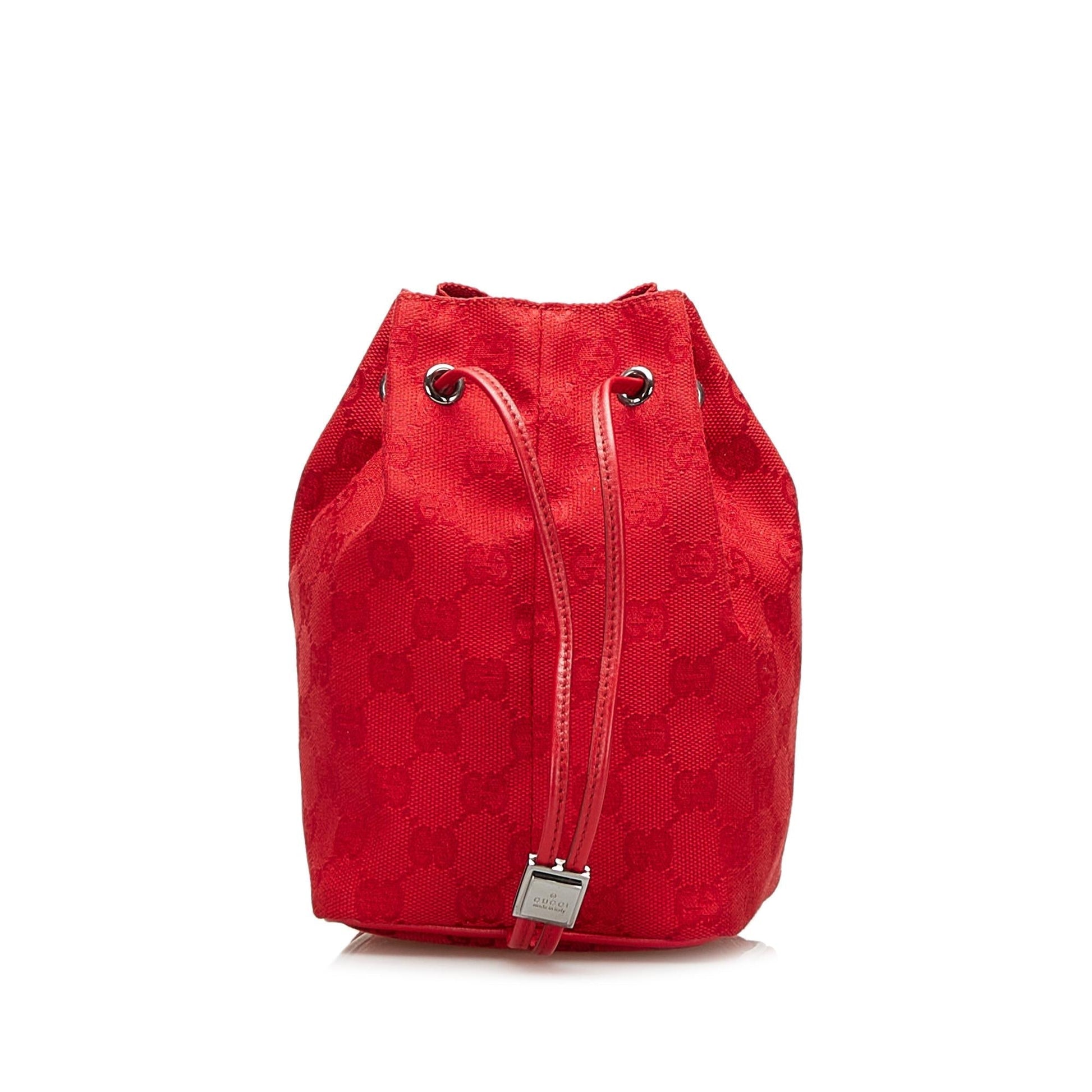 Gucci GG Drawstring Pouch SHG Canvas Red Jewelry
