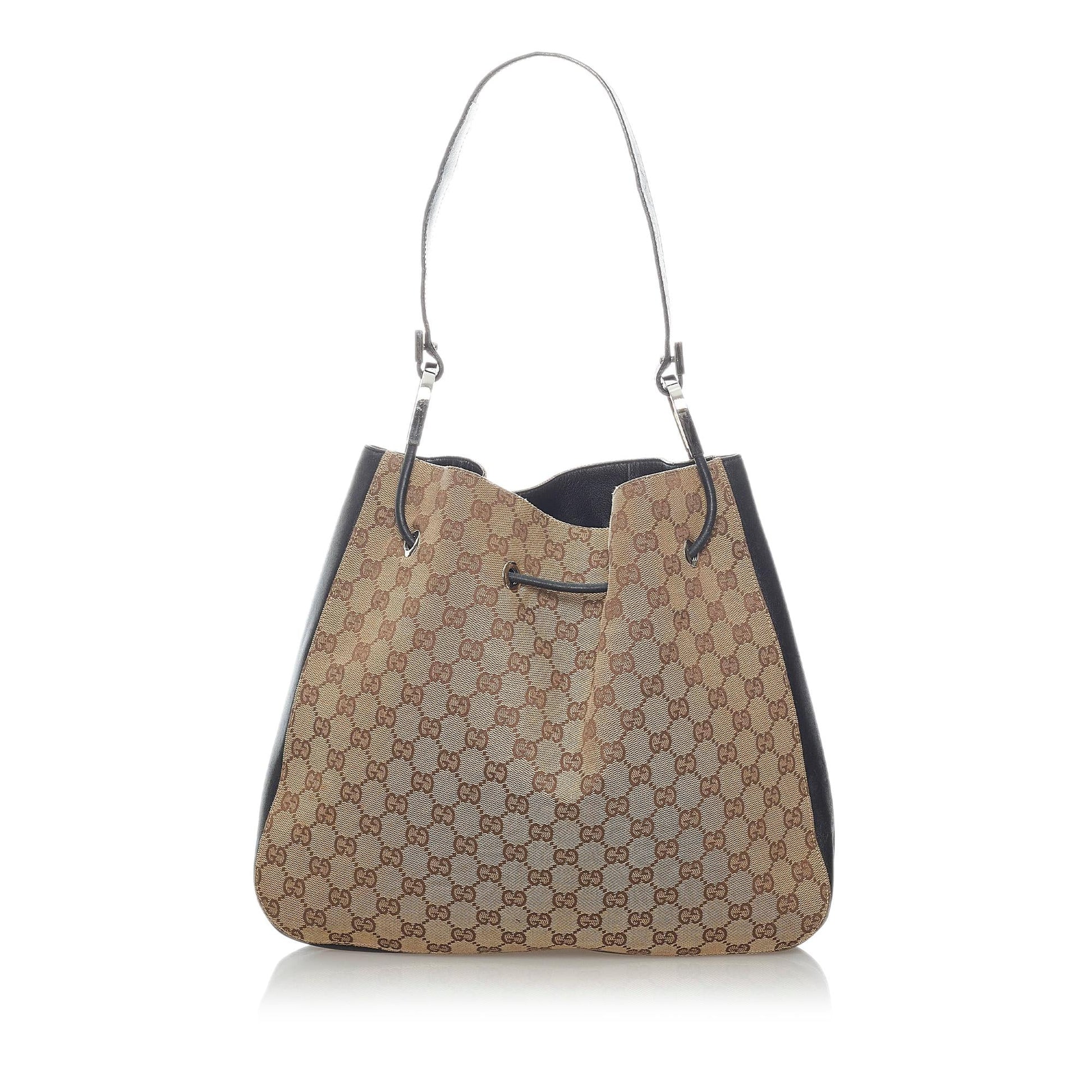 Gucci GG Drawstring SHG Canvas Brown Jewelry