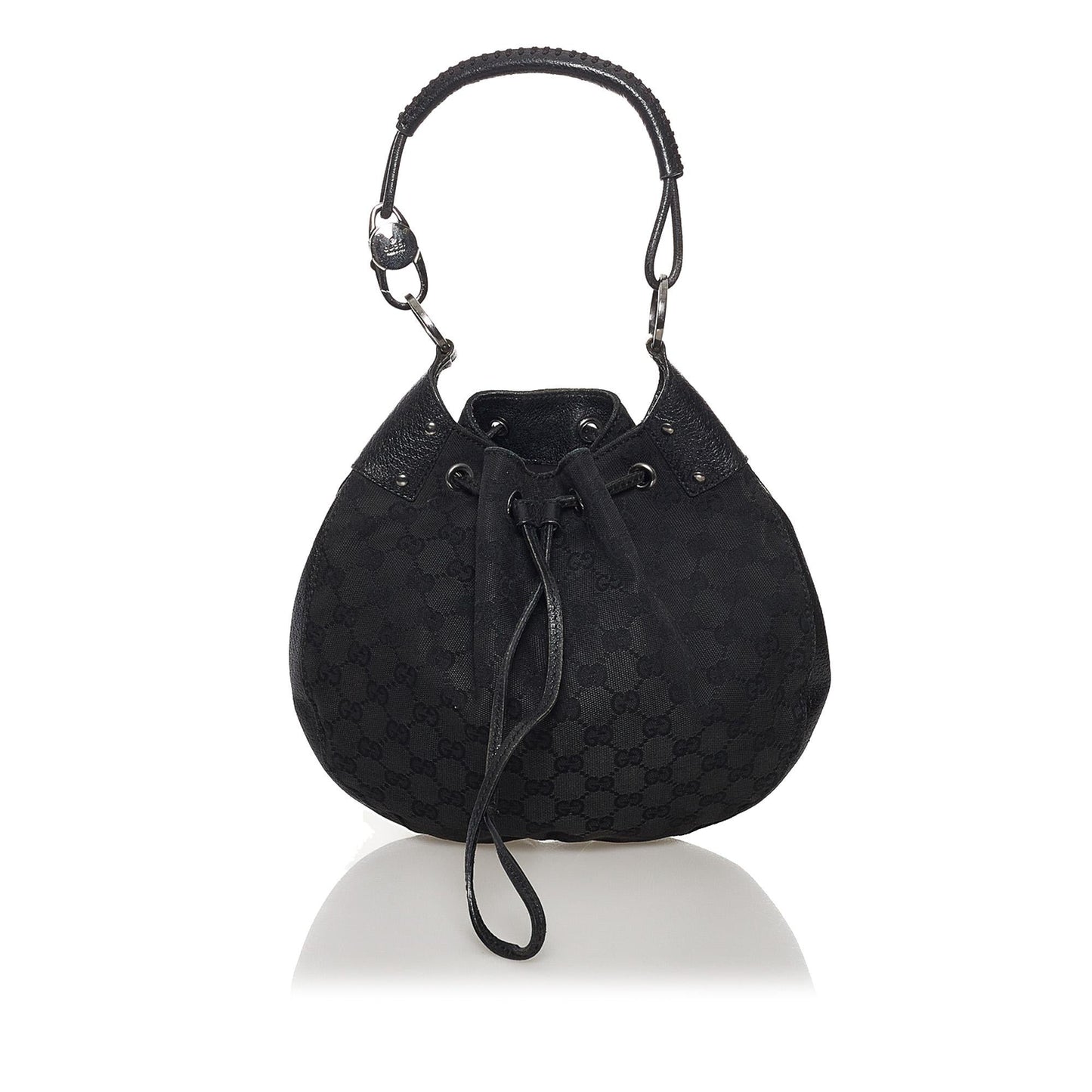 Gucci GG Drawstring SHG Canvas Black Jewelry Bag Shg