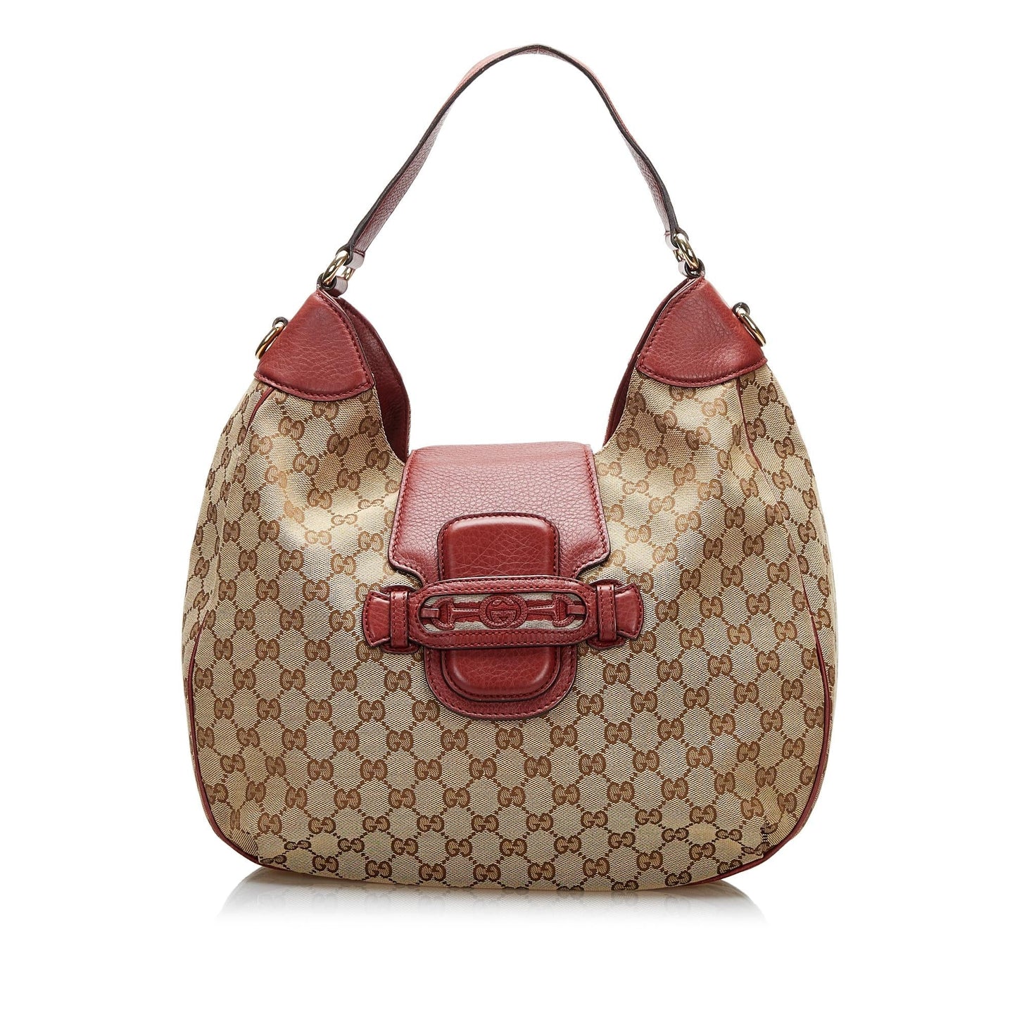 Gucci GG Dressage SHG-cEIFzj Canvas Calf Brown Red Satchel Bag