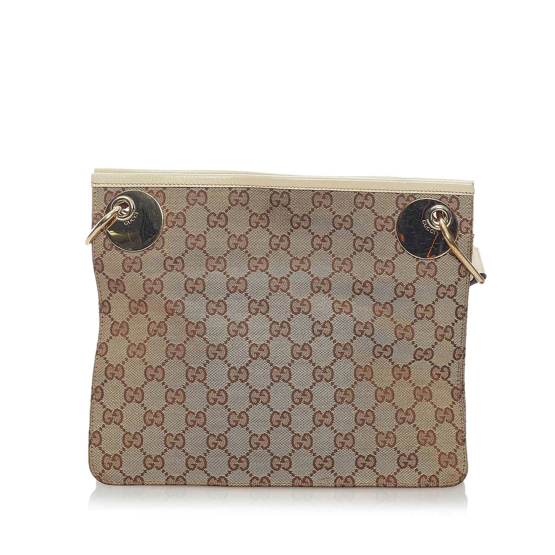 Gucci GG Eclipse SHG Canvas White Brown Crossbody Bag