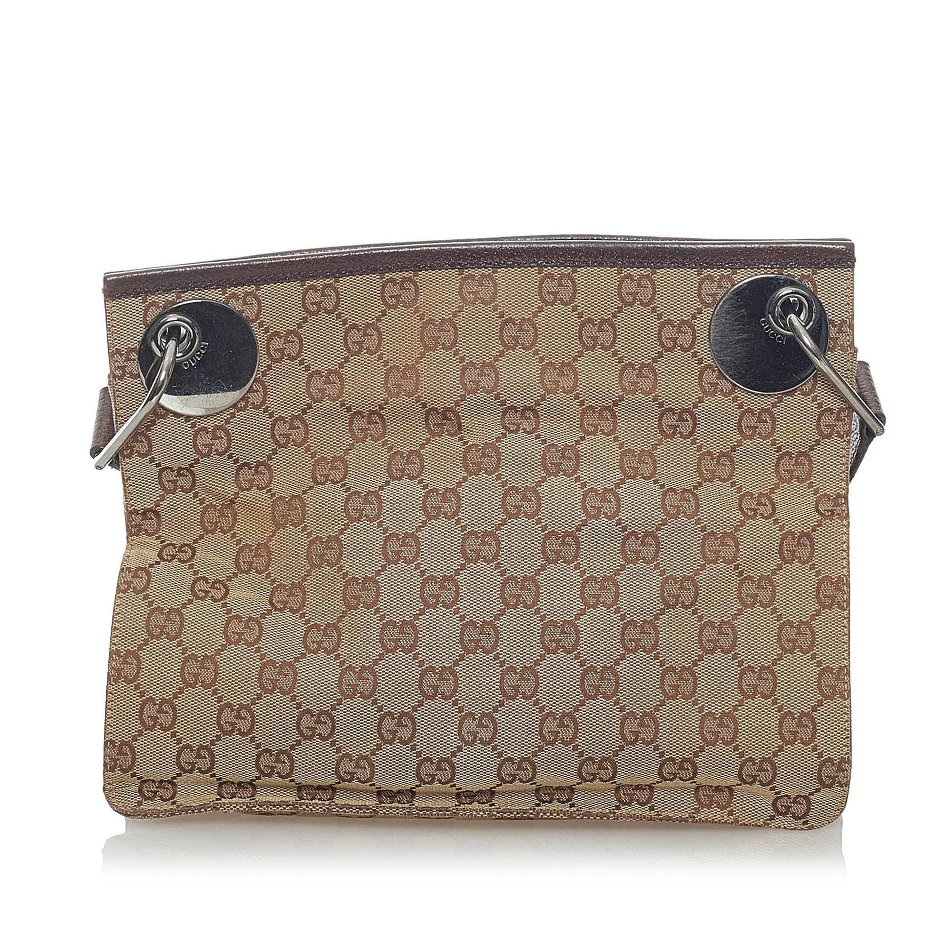 Gucci GG Eclipse SHG Canvas Calf White Brown Crossbody Bag