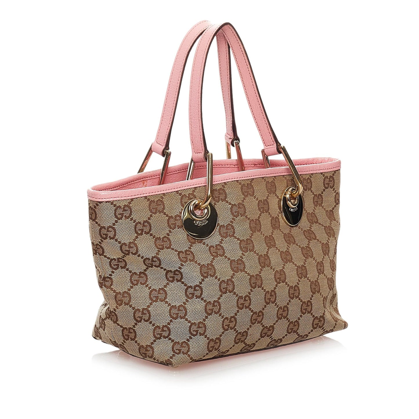 Gucci GG Eclipse SHG Canvas Brown Pink Satchel Bag