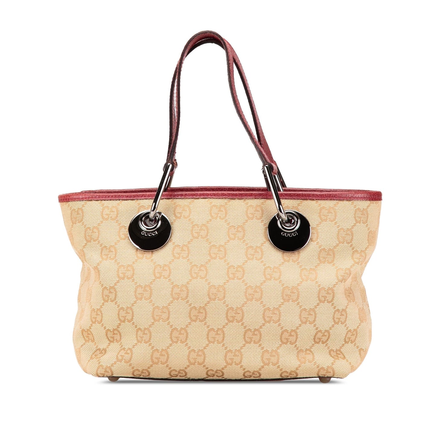 Gucci GG Eclipse Canvas Calf Brown Red Satchel Bag Eclipse Handbag