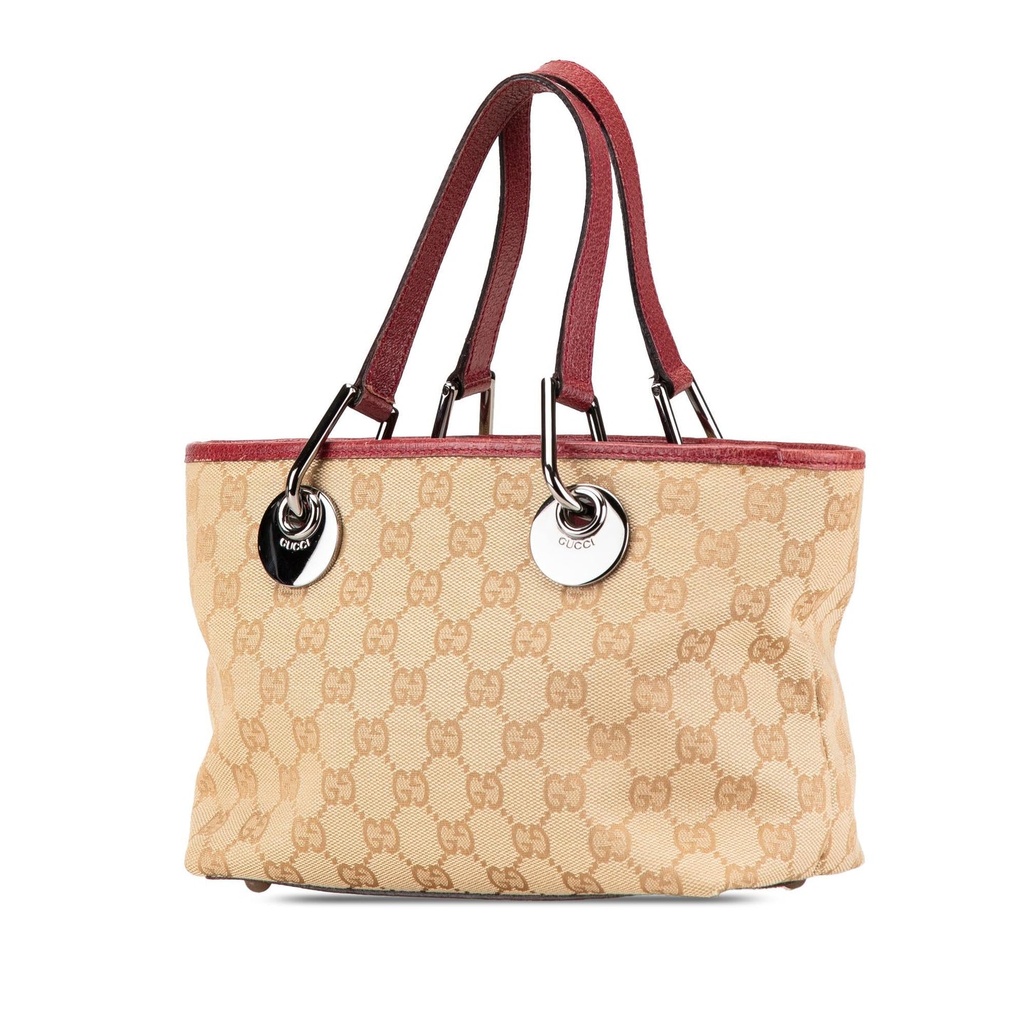 Gucci GG Eclipse Canvas Calf Brown Red Satchel Bag Eclipse Handbag