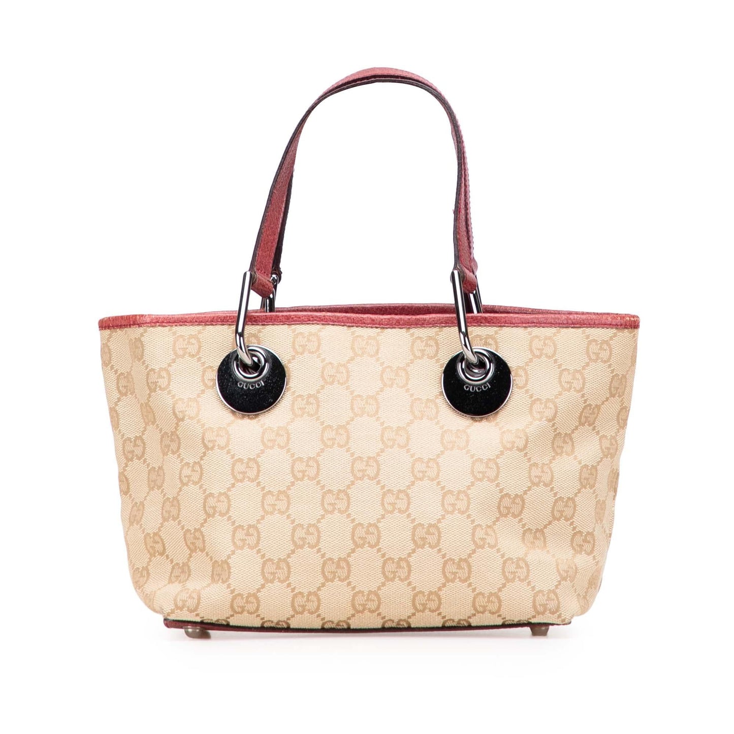 Gucci GG Eclipse Canvas Calf Brown Red Satchel Bag Handbag 2