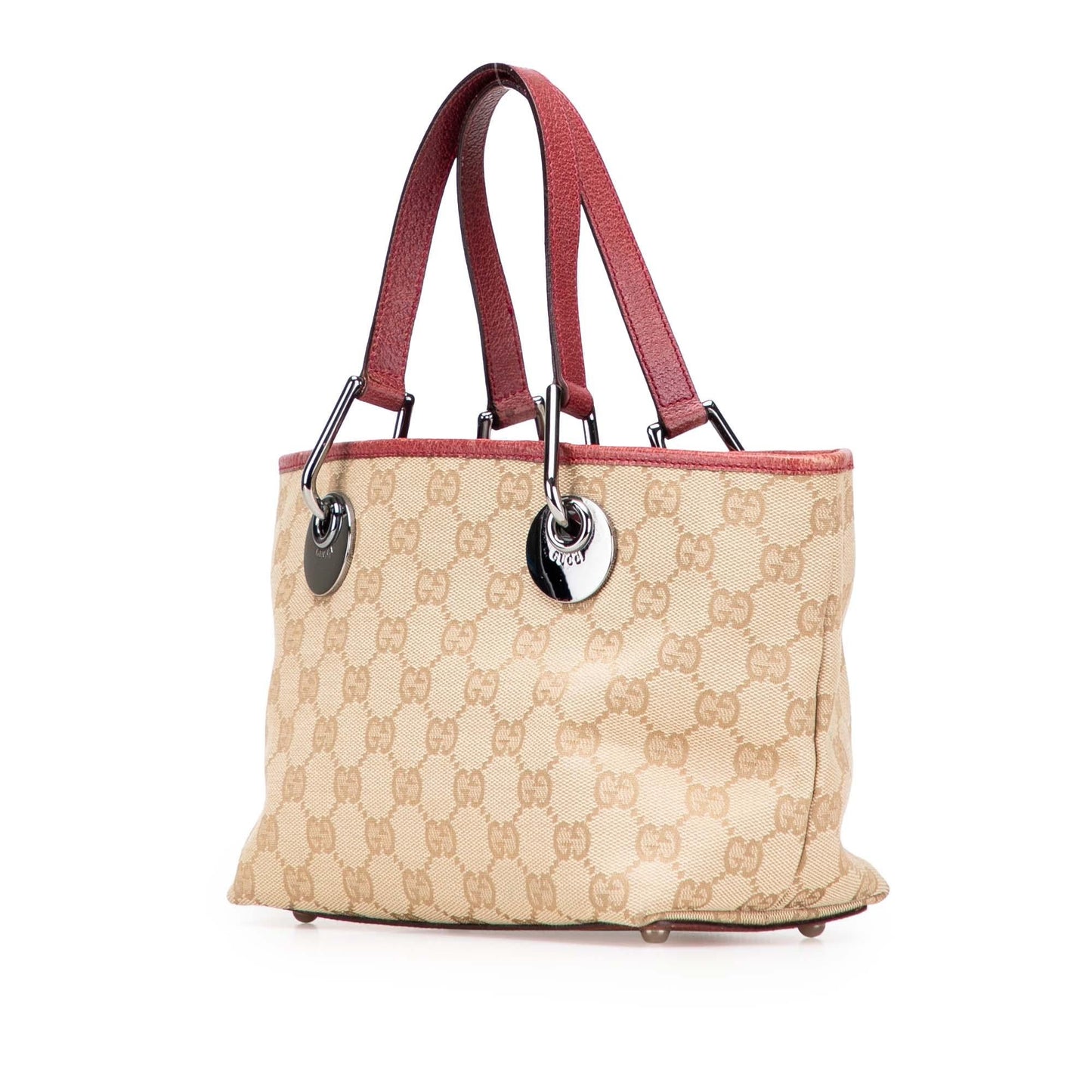 Gucci GG Eclipse Canvas Calf Brown Red Satchel Bag Handbag 2