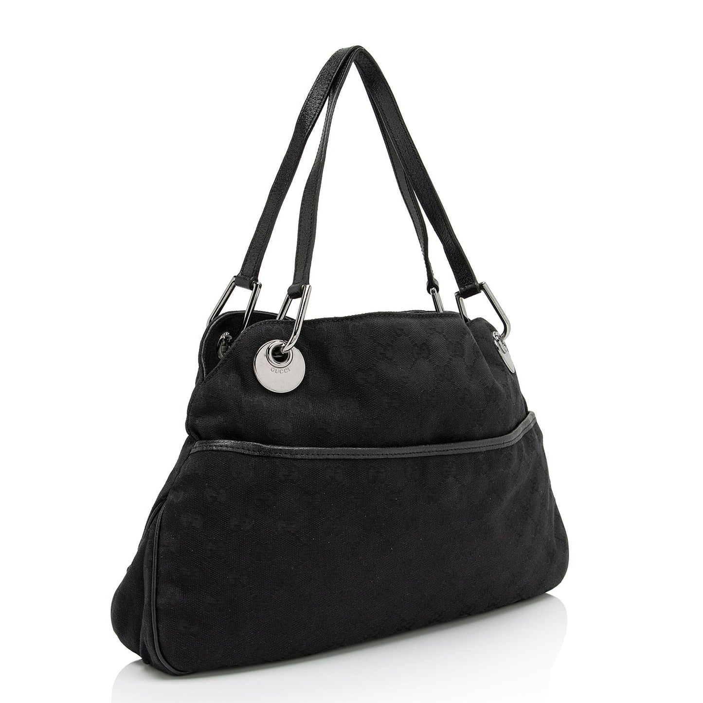 Gucci GG Eclipse SHF-3PUt2j Leather Canvas Black Medium Shoulder Bag