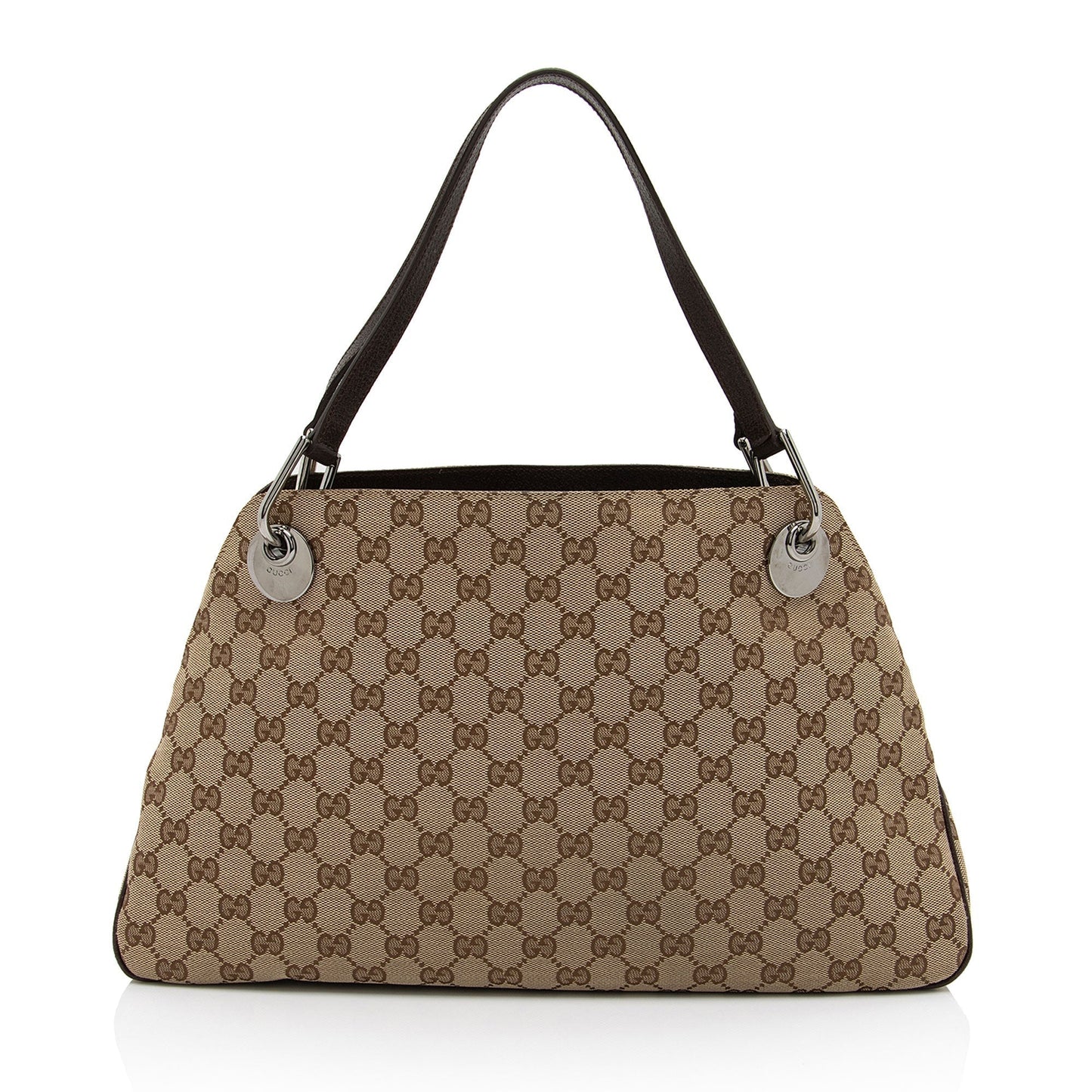 Gucci GG Eclipse SHF-YMoOGb Leather Canvas Brown Beige Shoulder Bag