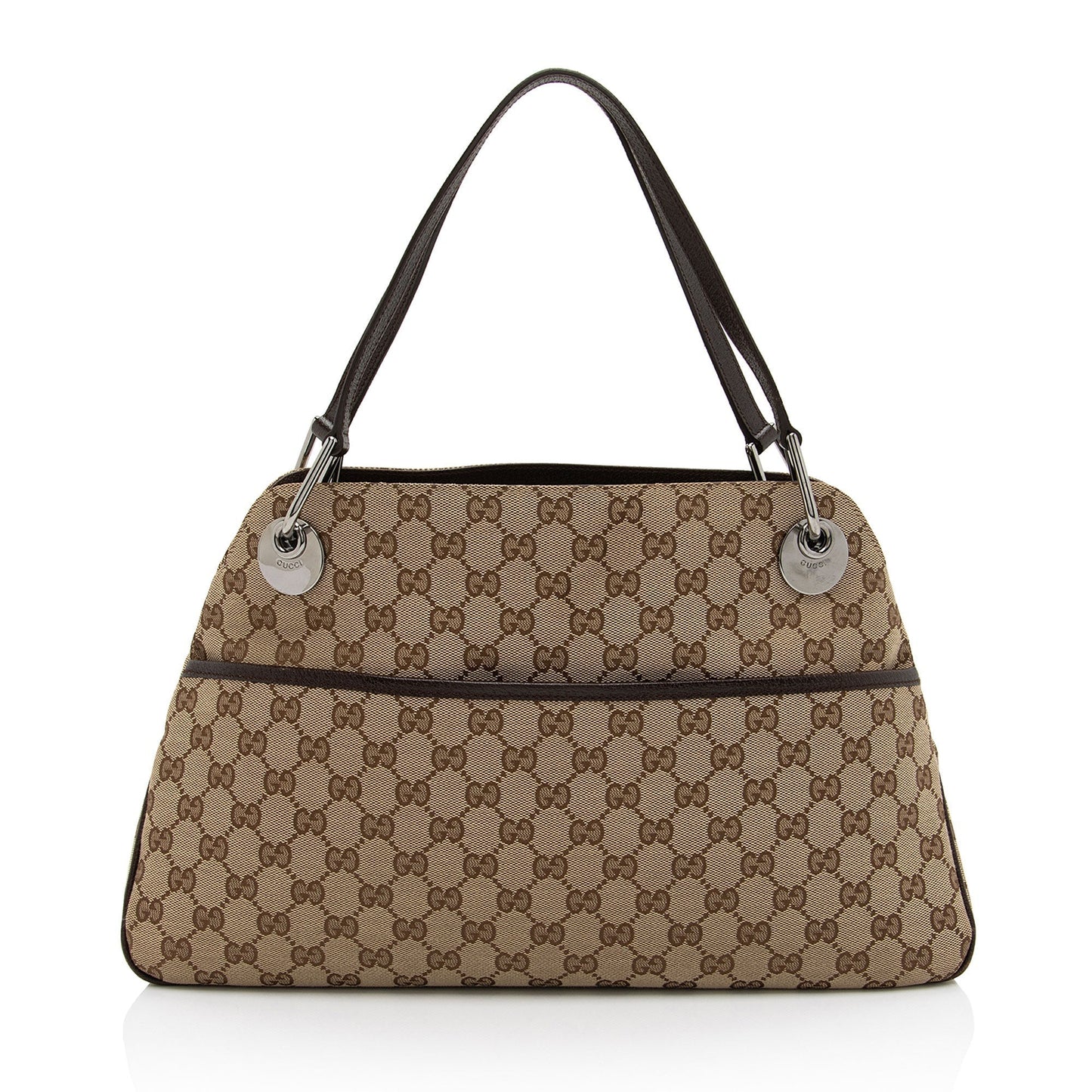 Gucci GG Eclipse SHF-YMoOGb Leather Canvas Brown Beige Shoulder Bag