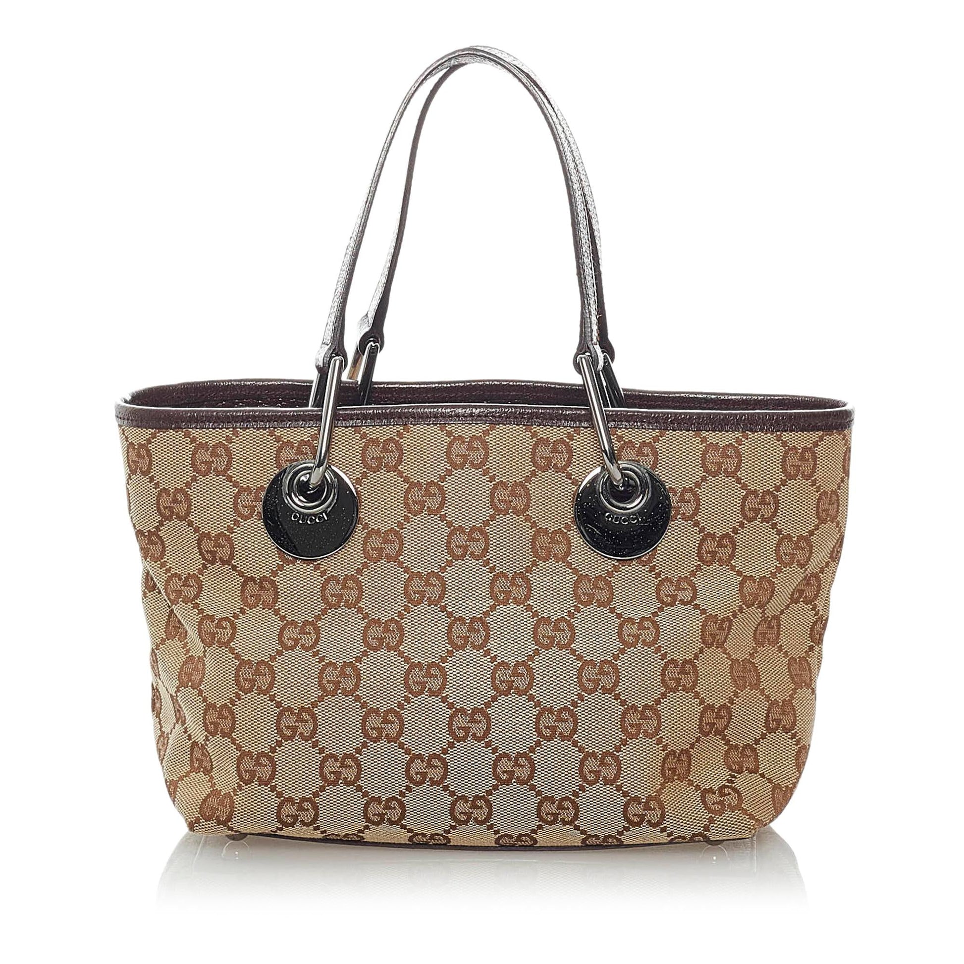 Gucci GG Eclipse SHG Canvas Calf Brown Mini Satchel Bag