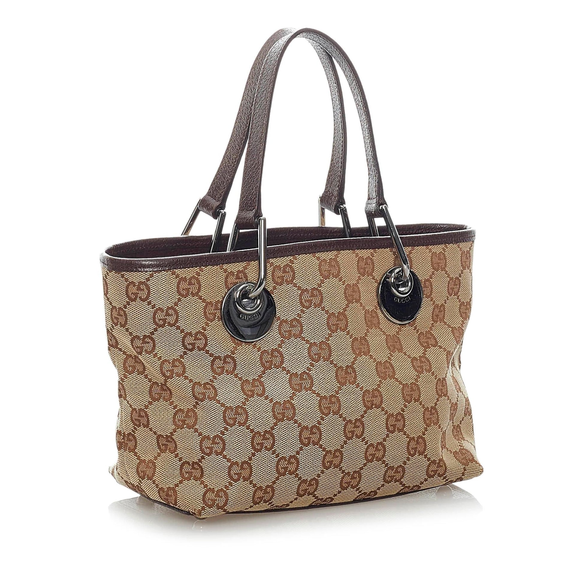Gucci GG Eclipse SHG Canvas Calf Brown Mini Satchel Bag