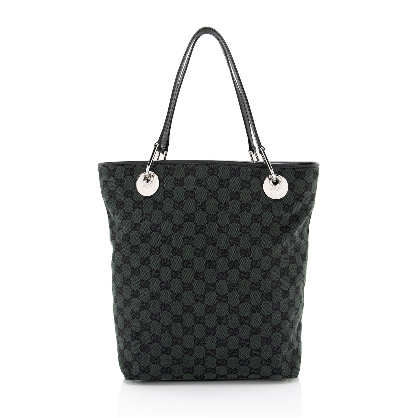 Gucci GG Eclipse N S SHF-CCVRzw Leather Canvas Black Green Tote Bag