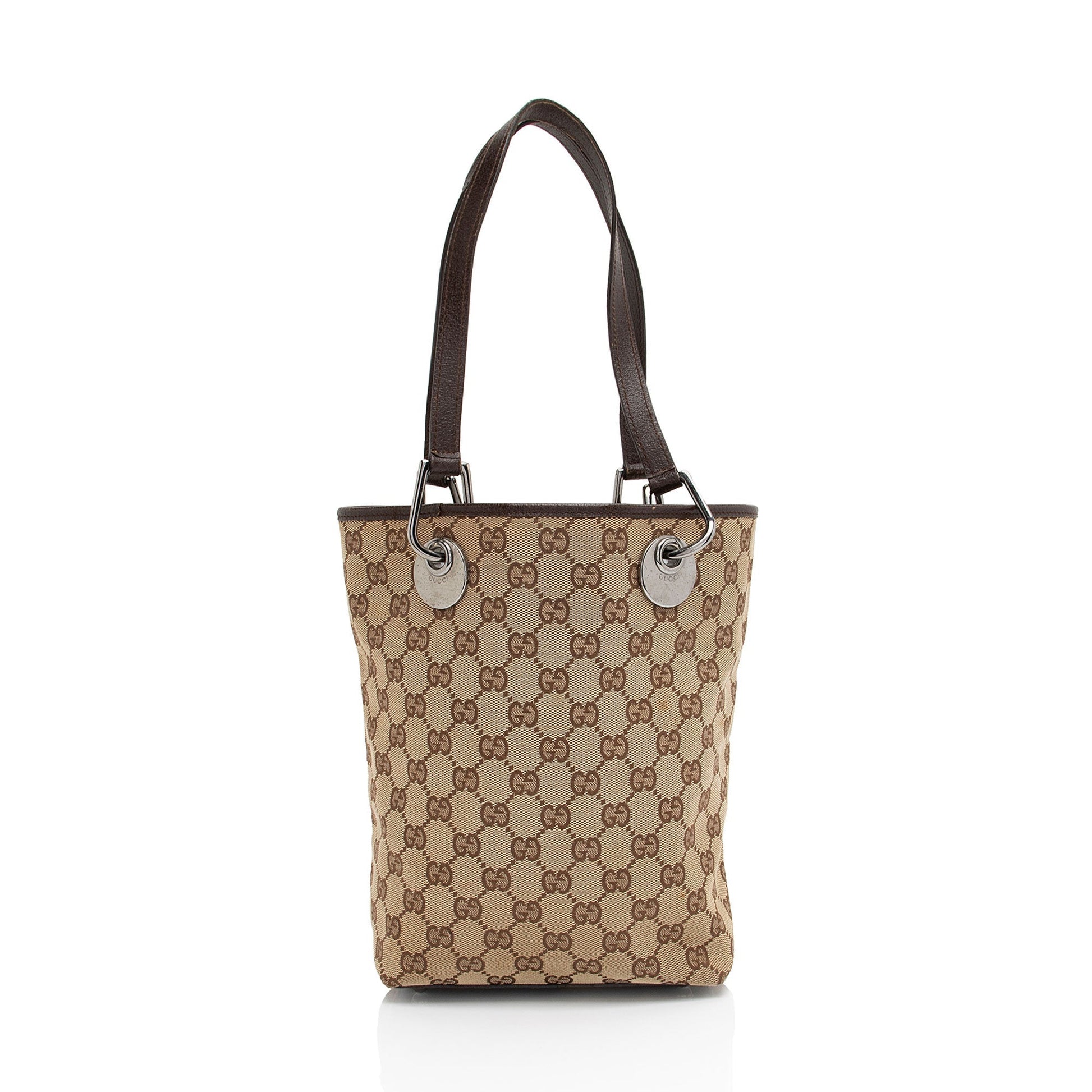 Gucci GG Eclipse N S SHF-QqGTJE Leather Canvas Brown Beige Tote Bag