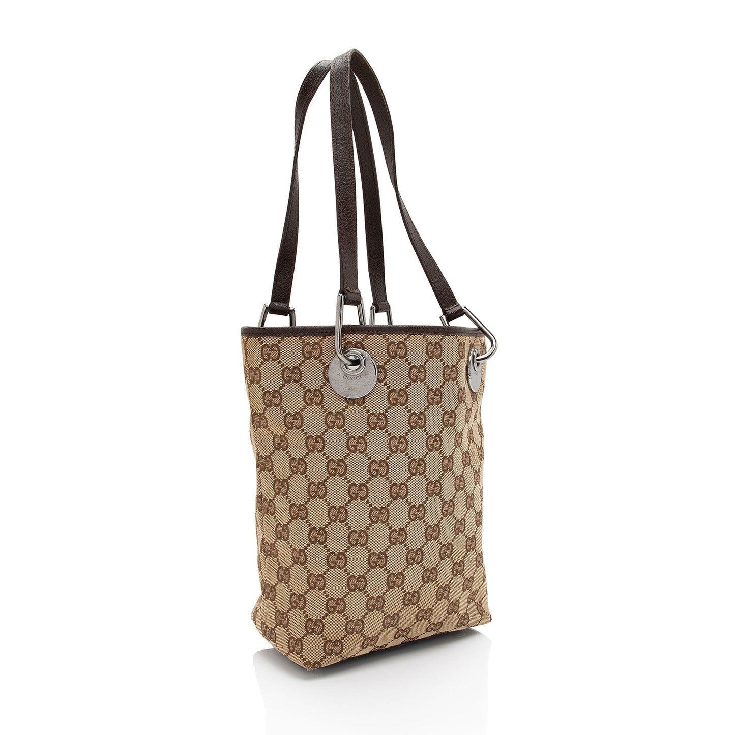 Gucci GG Eclipse N S SHF-QqGTJE Leather Canvas Brown Beige Tote Bag
