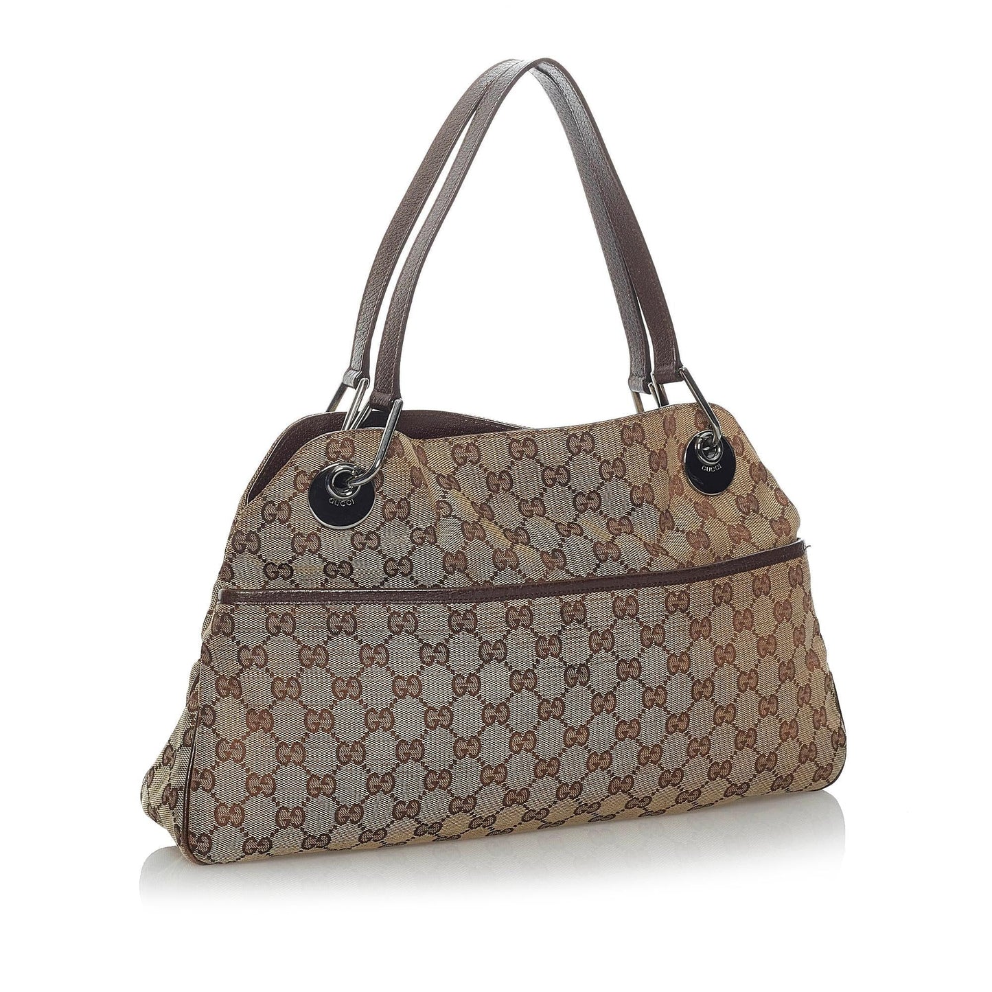 Gucci GG Eclipse SHG Canvas Calf Brown Shoulder Bag Bag Shg