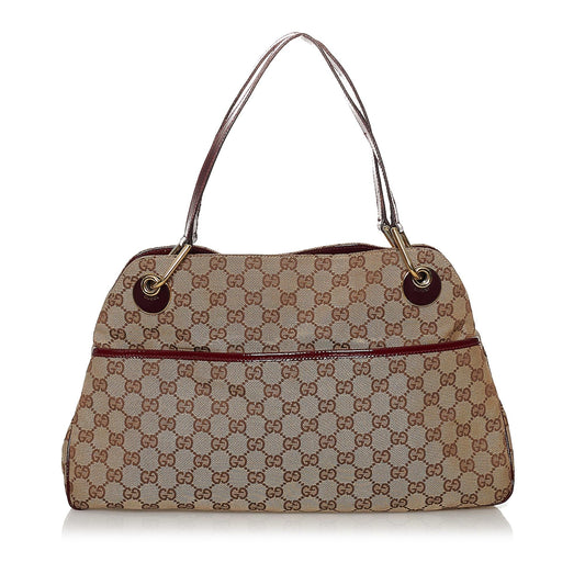Gucci GG Eclipse SHG Canvas Calf Brown Red Shoulder Bag Bag Shg