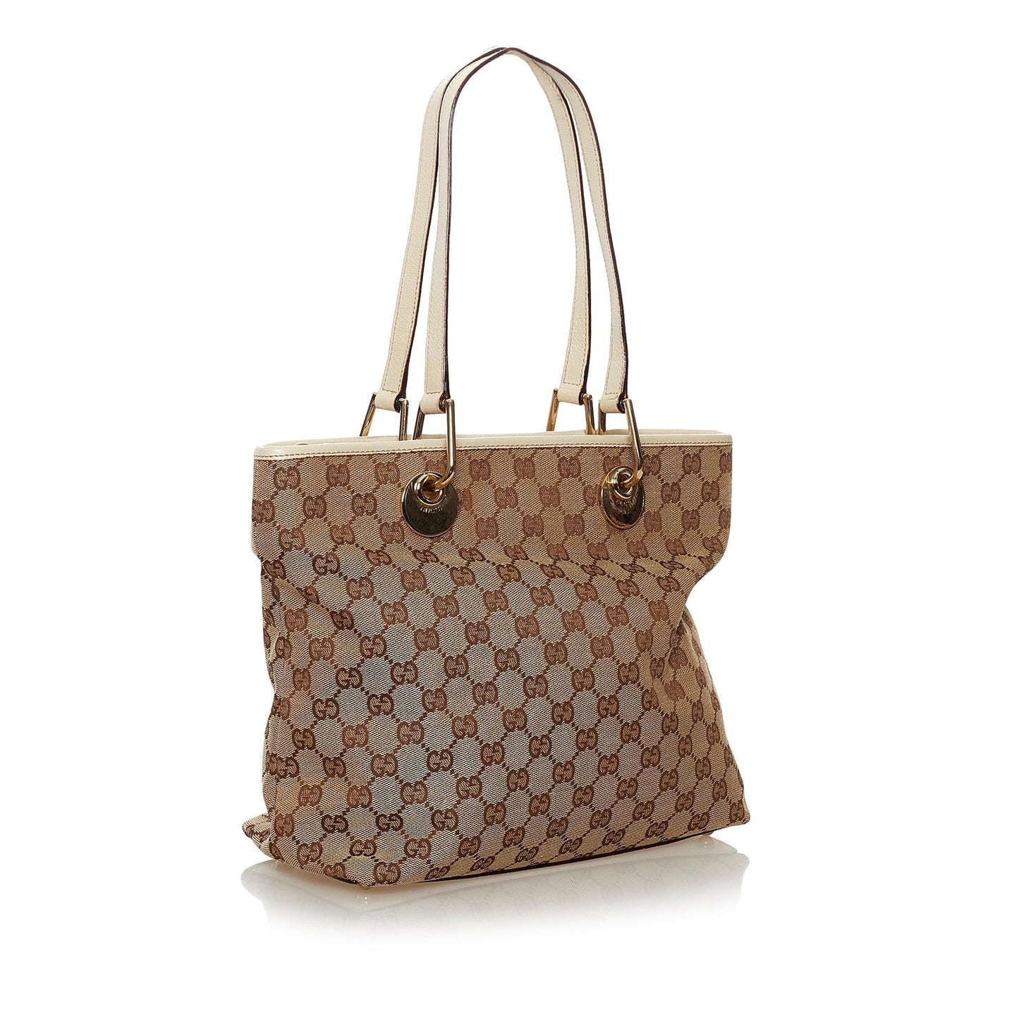 Gucci GG Eclipse SHG Canvas Calf White Brown Shoulder Bag