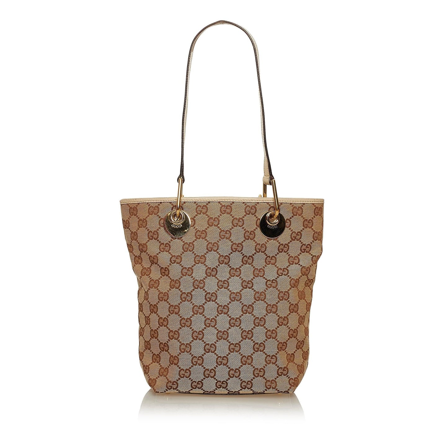 Gucci GG Eclipse SHG Canvas White Brown Tote Bag 6