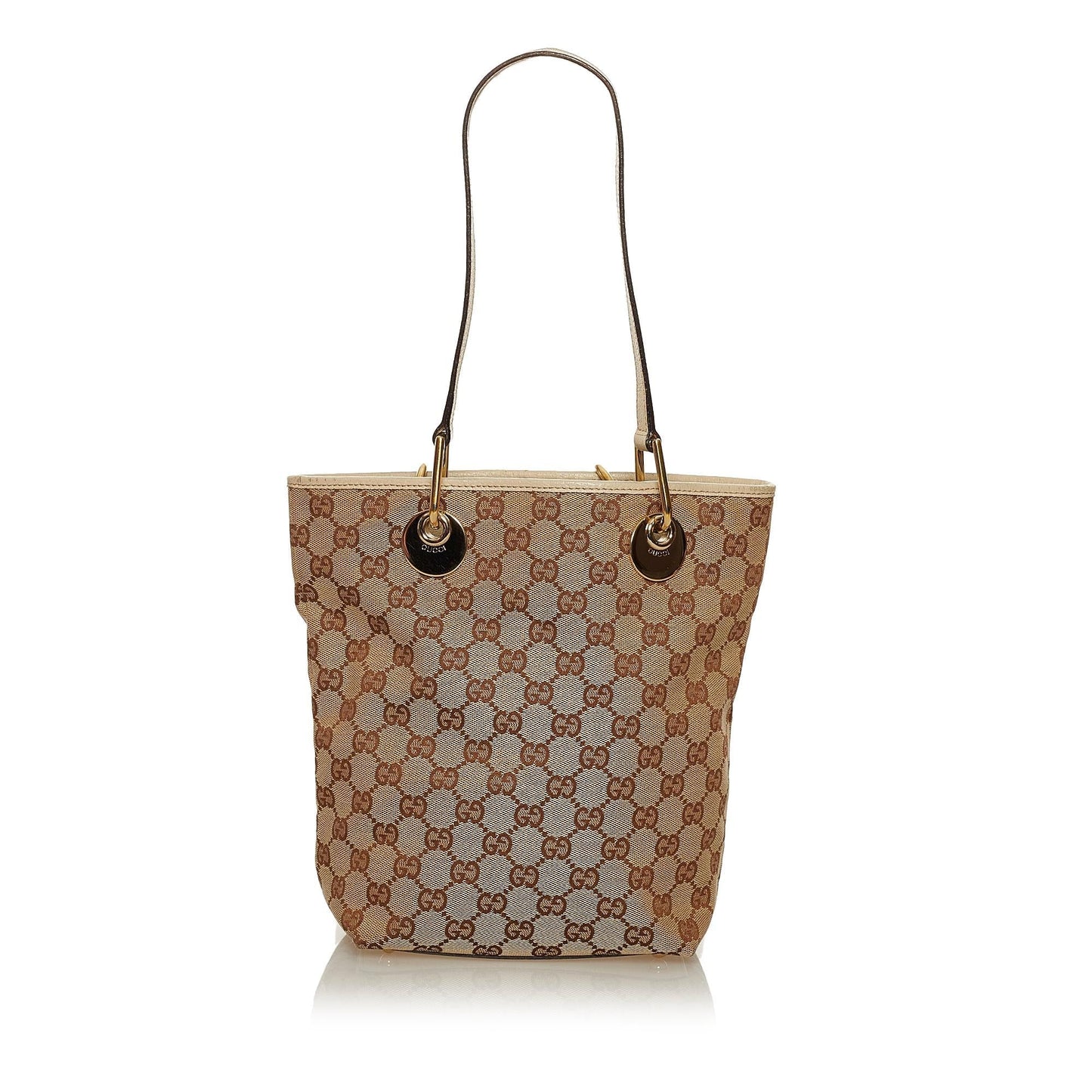 Gucci GG Eclipse SHG Canvas White Brown Tote Bag 6