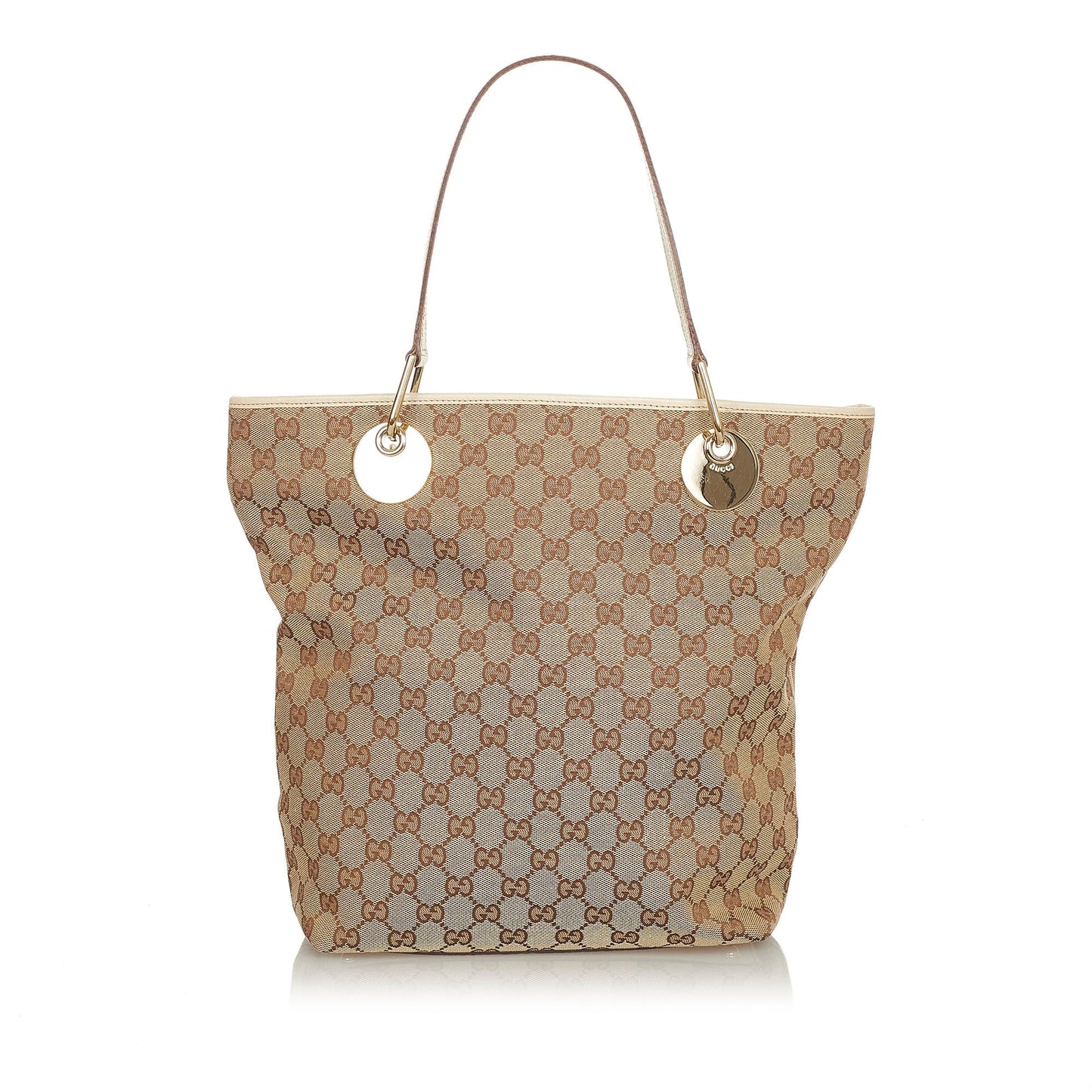 Gucci GG Eclipse SHG Canvas White Brown Tote Bag 7
