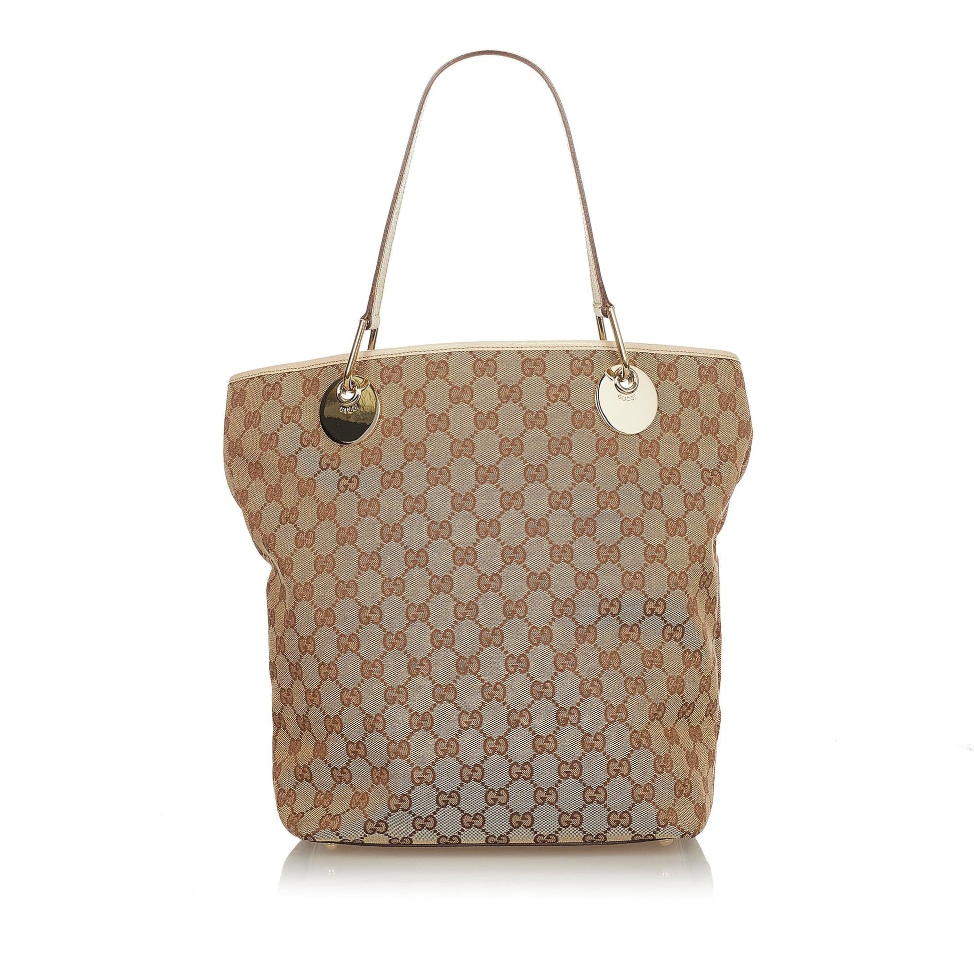 Gucci GG Eclipse SHG Canvas White Brown Tote Bag 7
