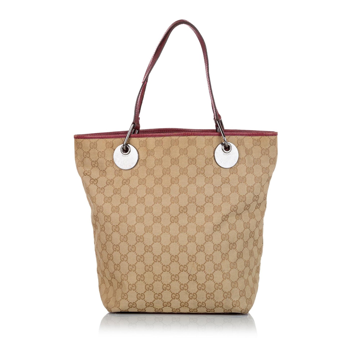Gucci GG Eclipse SHG Canvas Calf Brown Pink Tote Bag