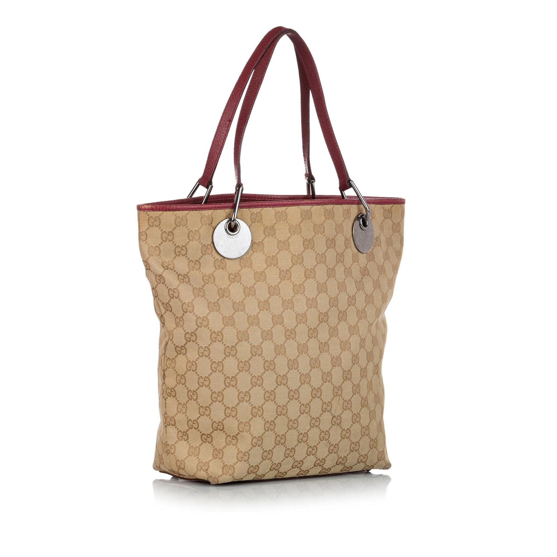 Gucci GG Eclipse SHG Canvas Calf Brown Pink Tote Bag