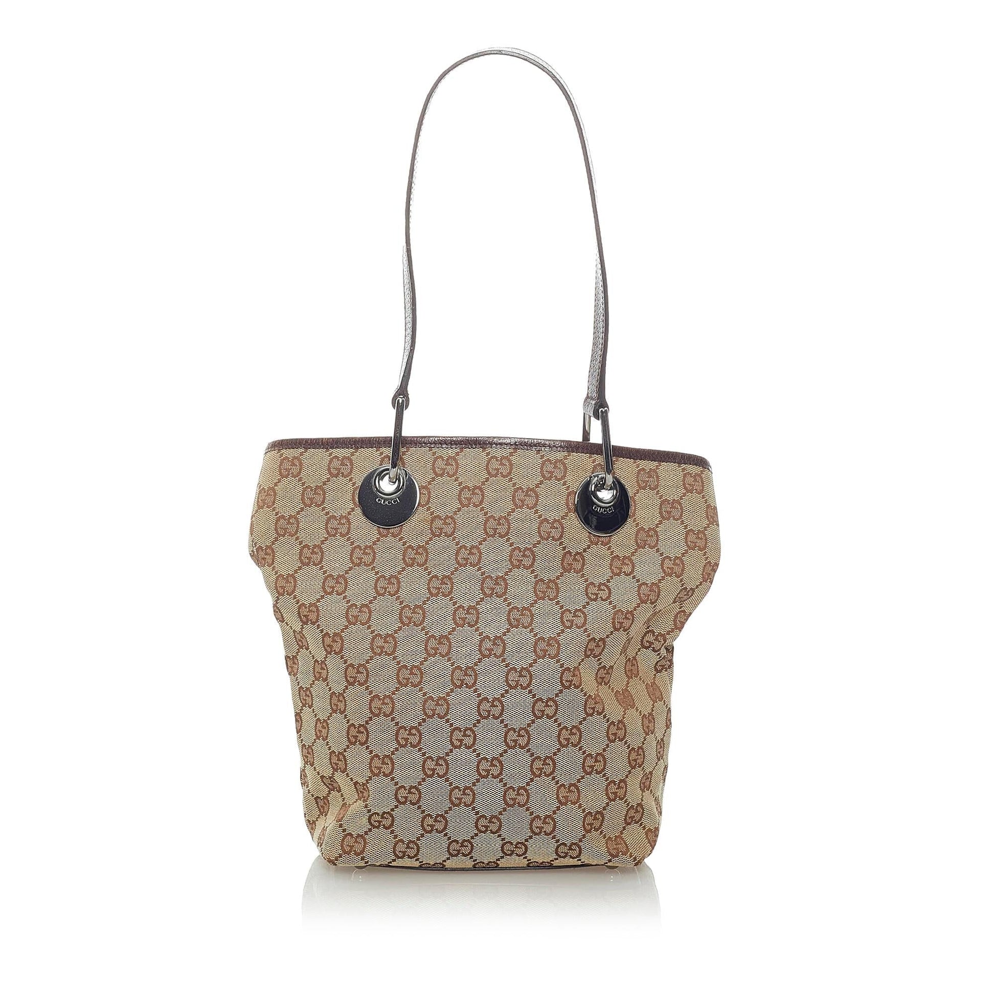 Gucci GG Eclipse SHG Canvas Calf Brown Tote Bag